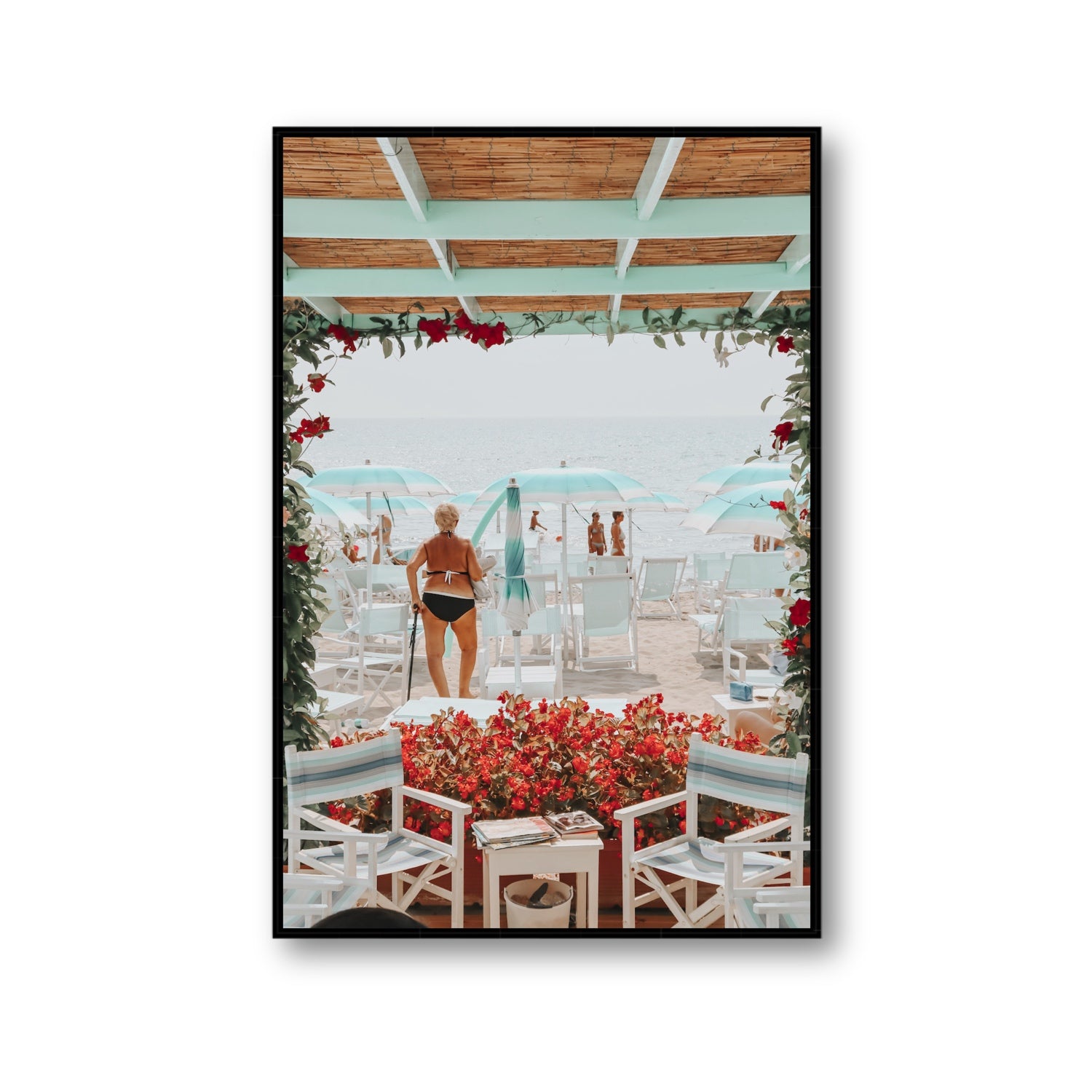 Nonna's Italian Escape Alassio Italian wall art Gallery fine art canvas in black float frame