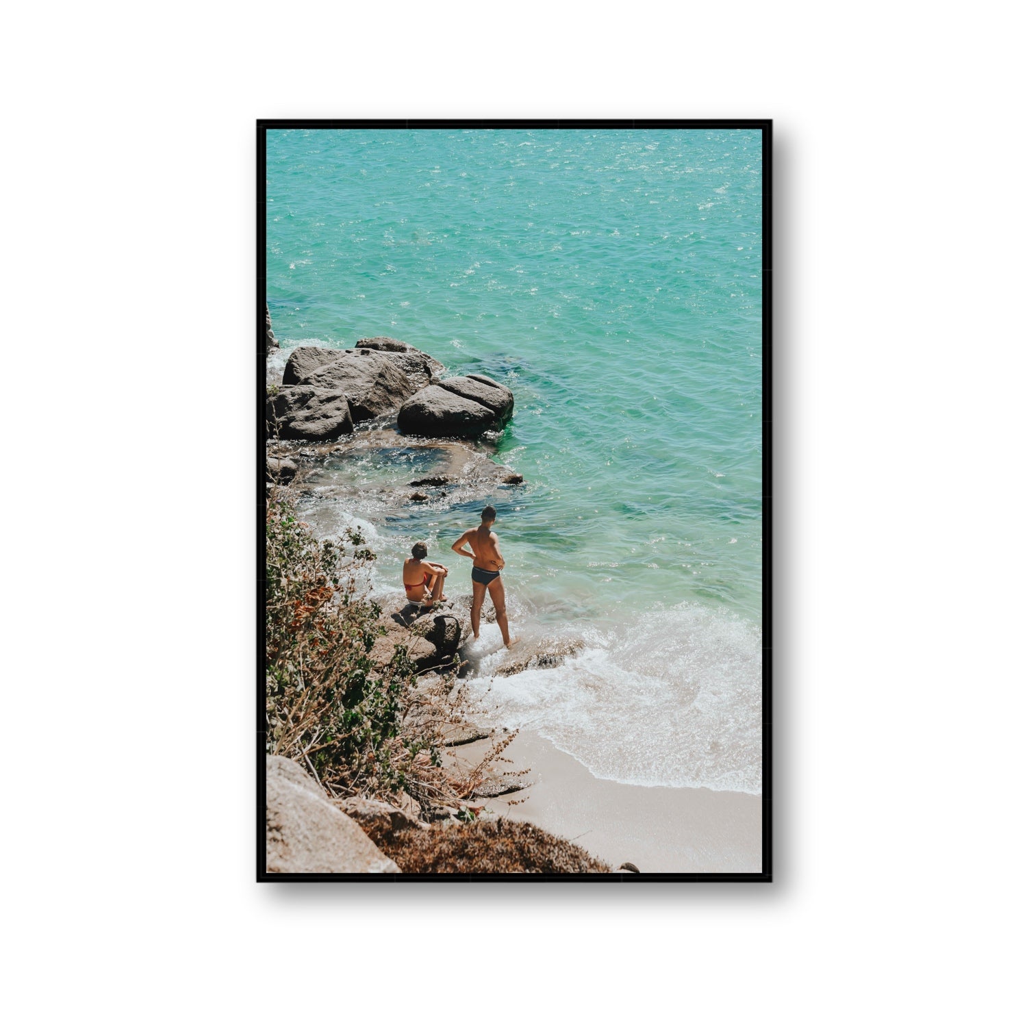 Scene Stealers Mykonos Greek island wall art Gallery fine art canvas in black float frame