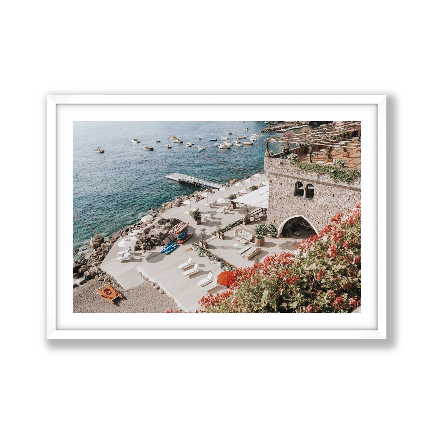Floral Fortress fine art print, Amalfi, Italy, Giant, White Frame · Matboard, Fine Art Print