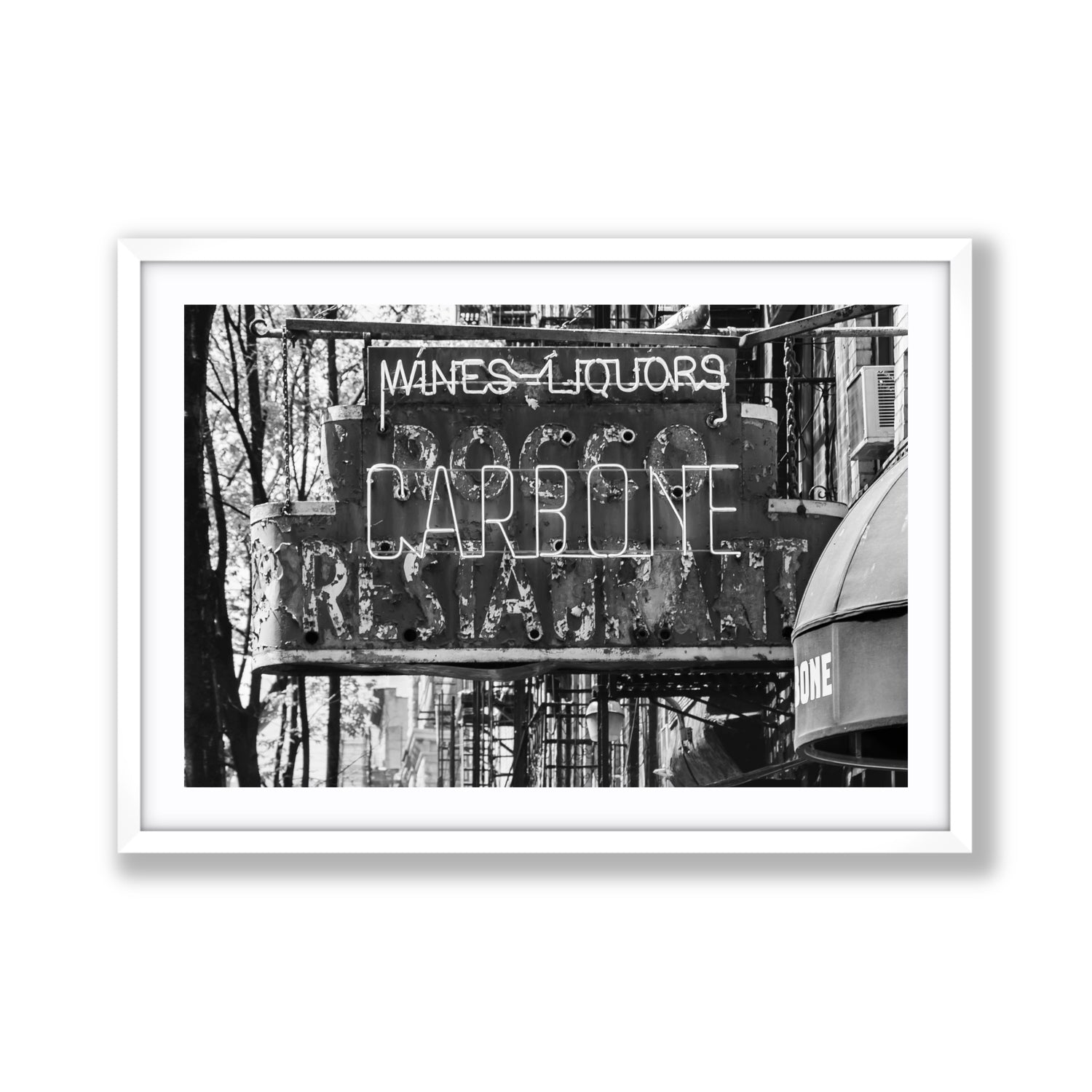 Thompson Street New York NYC Black & White wall art Giant fine art print in white frame with matboard