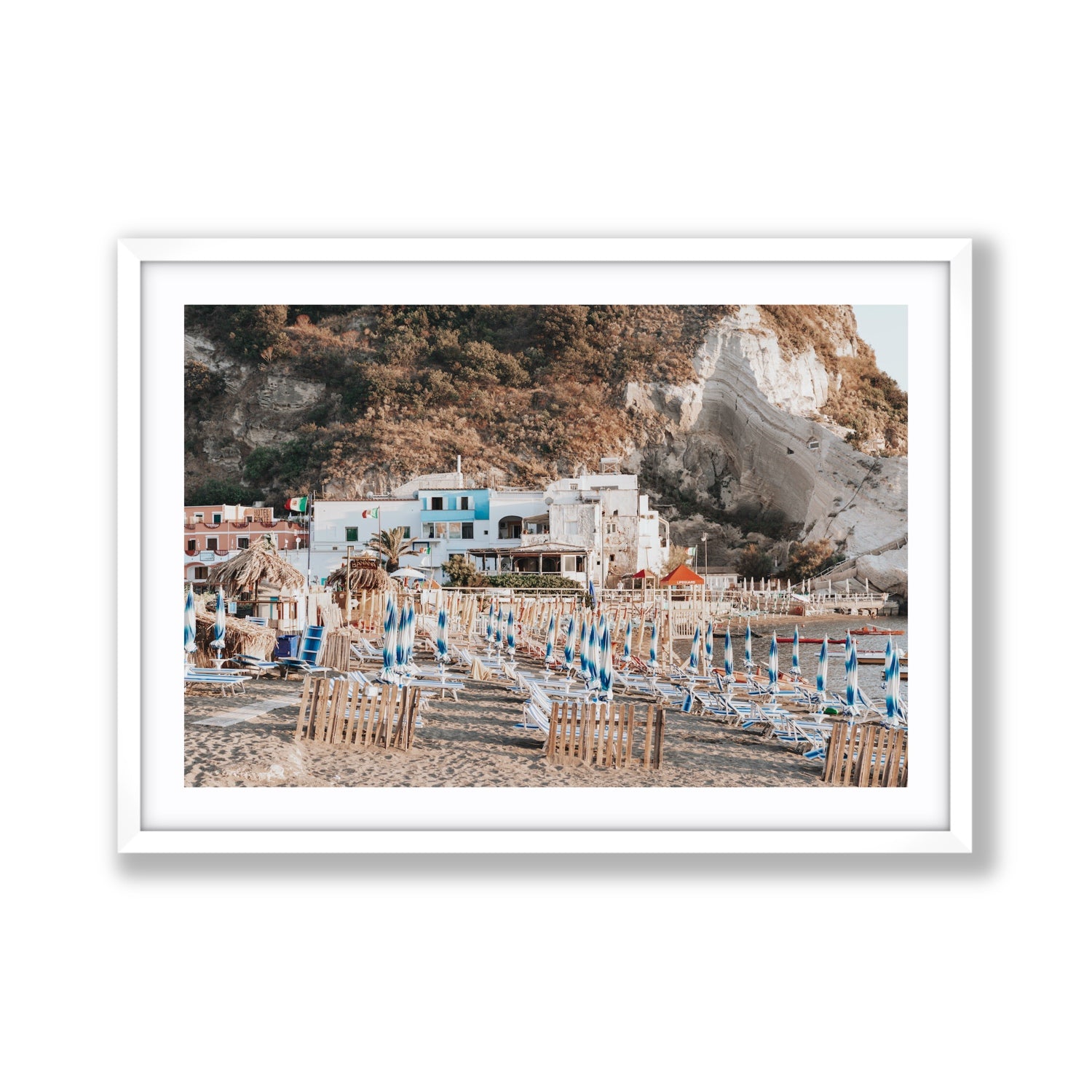 Sant' Angelo Ischia Italian coastal wall art Giant fine art print in white frame with matboard