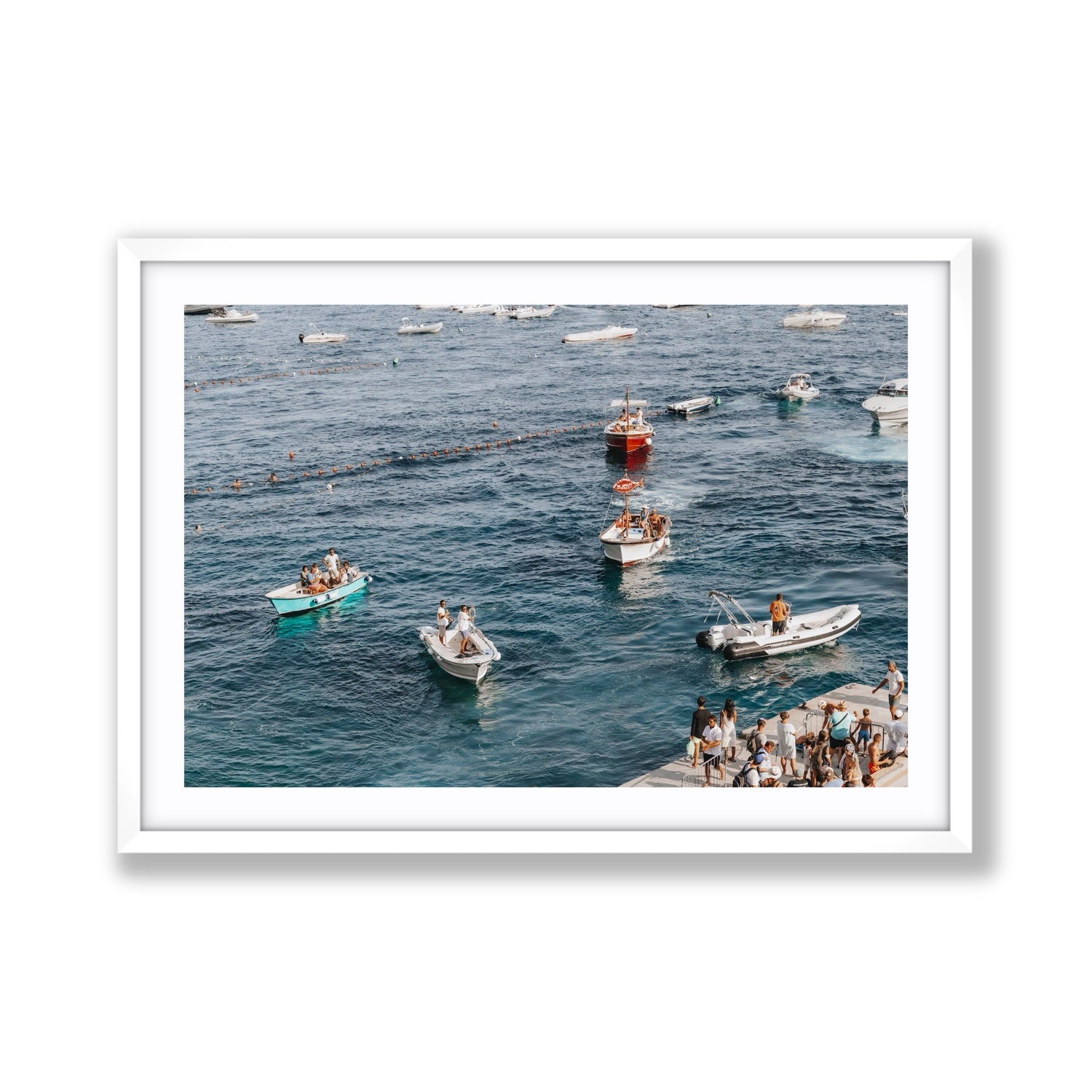 Nautical Parade Positano wall art Giant fine art print in white frame with matboard