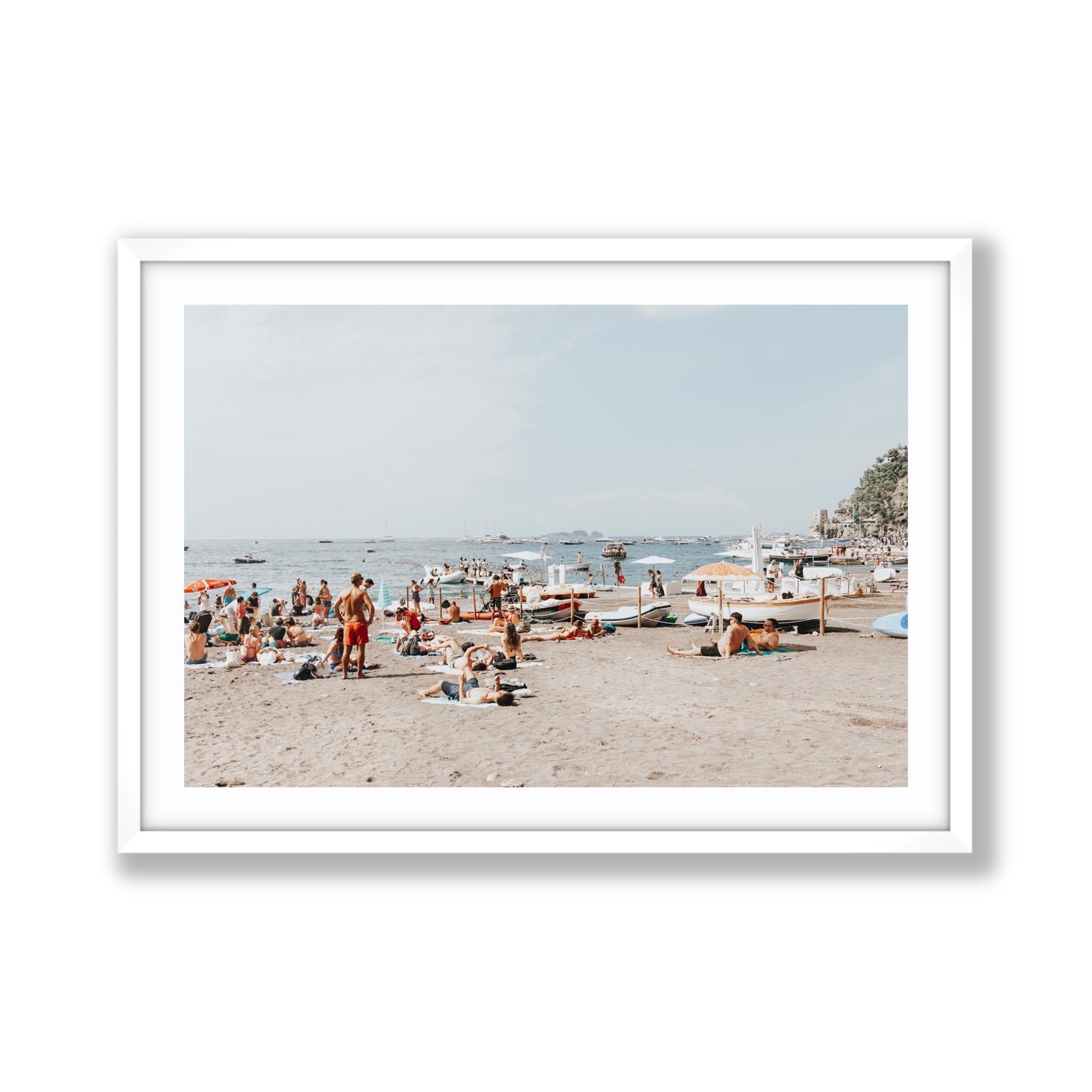 Beachy Vibes fine art print, Positano, Italy, Giant, White Frame · Matboard, Fine Art Print