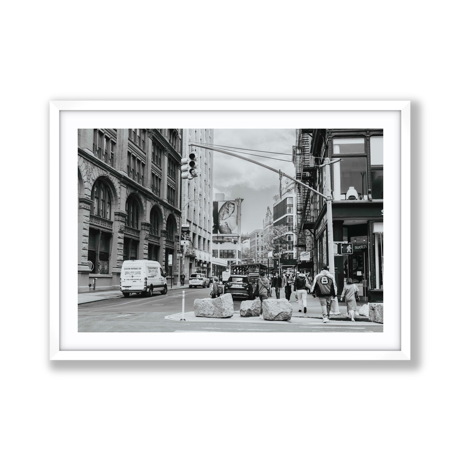 Inkwell Metropolis New York NYC Black & White wall art Giant fine art print in white frame with matboard