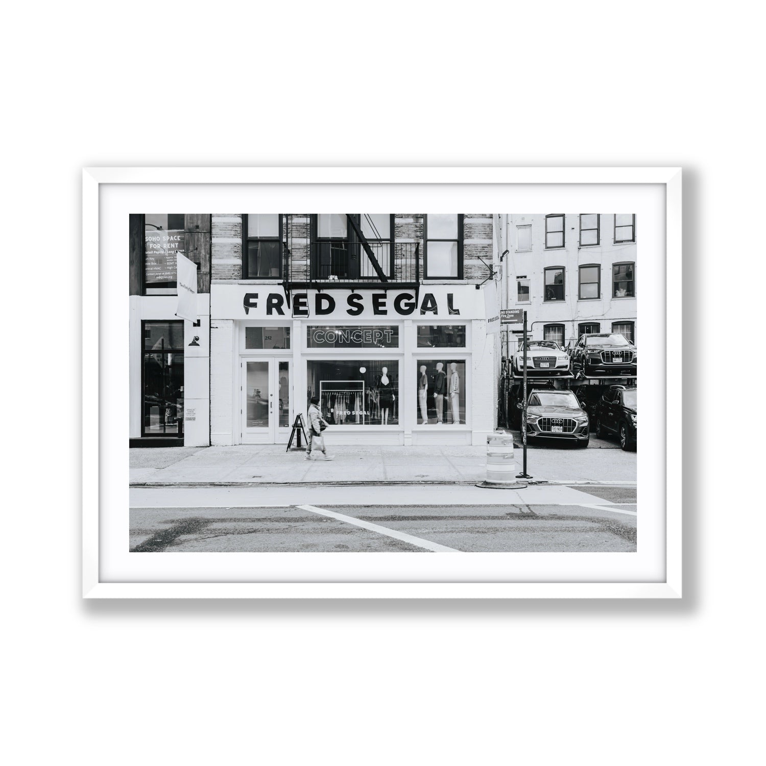 Noir York New York NYC Black & White wall art Giant fine art print in white frame with matboard