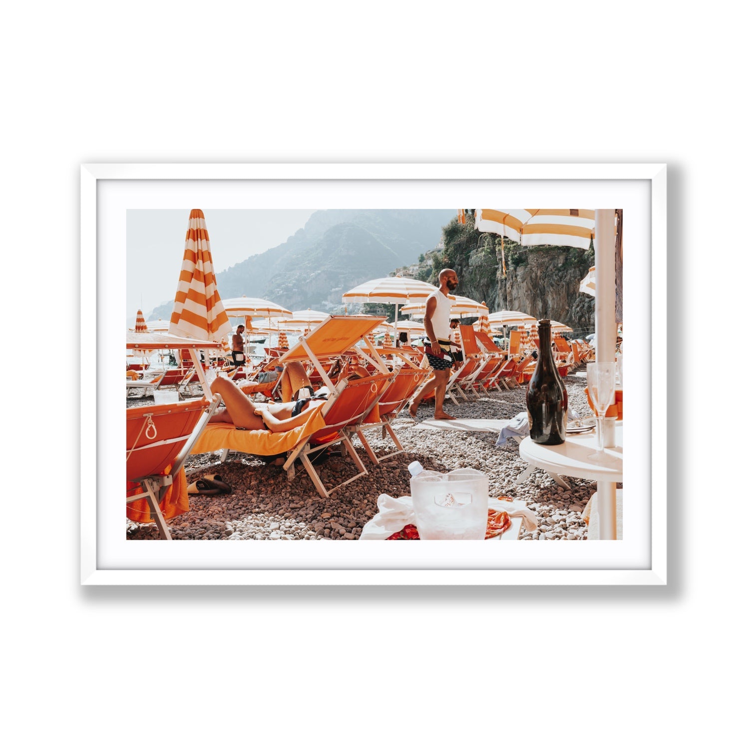 Zesty Shade Positano wall art Giant fine art print in white frame with matboard