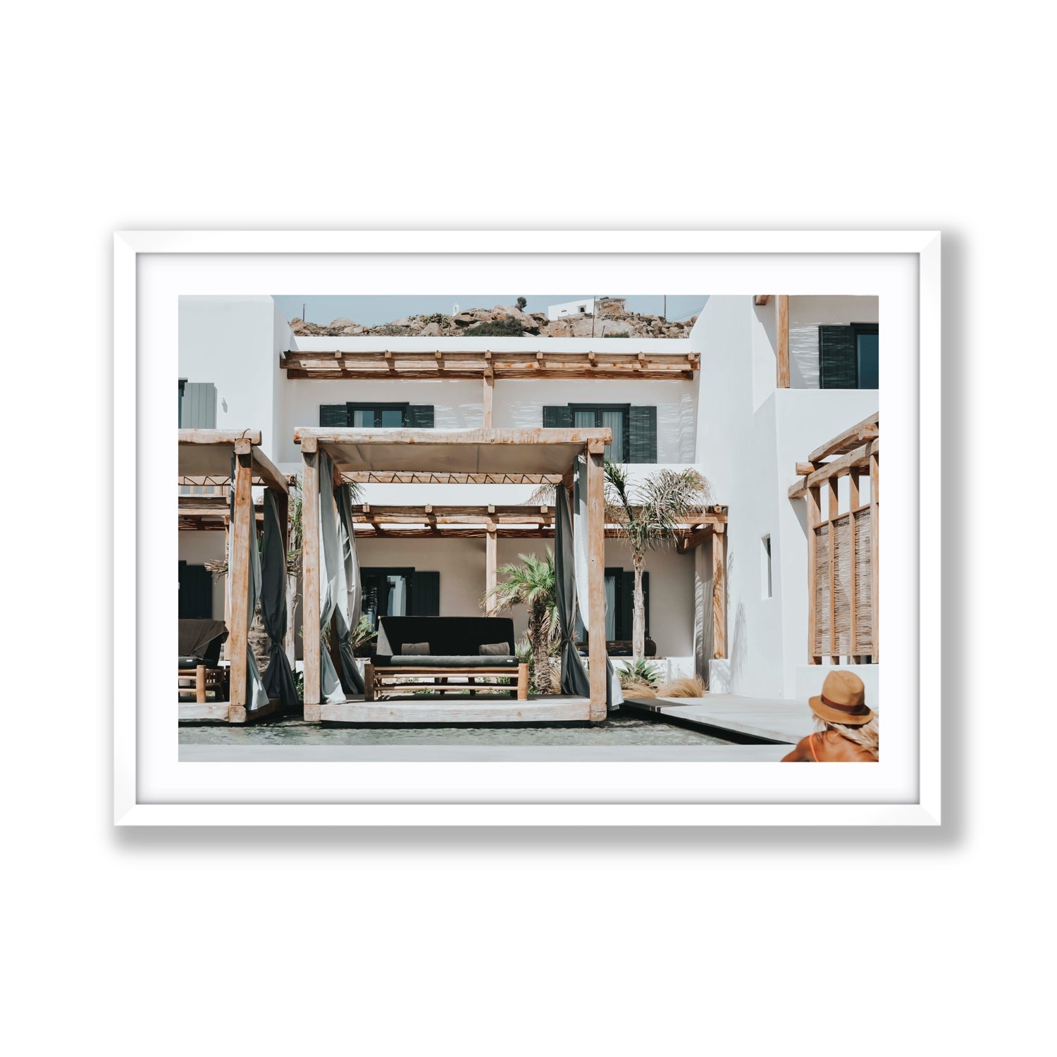 Dream Villa fine art print, Mykonos, Greece, Giant, White Frame · Matboard, Fine Art Print