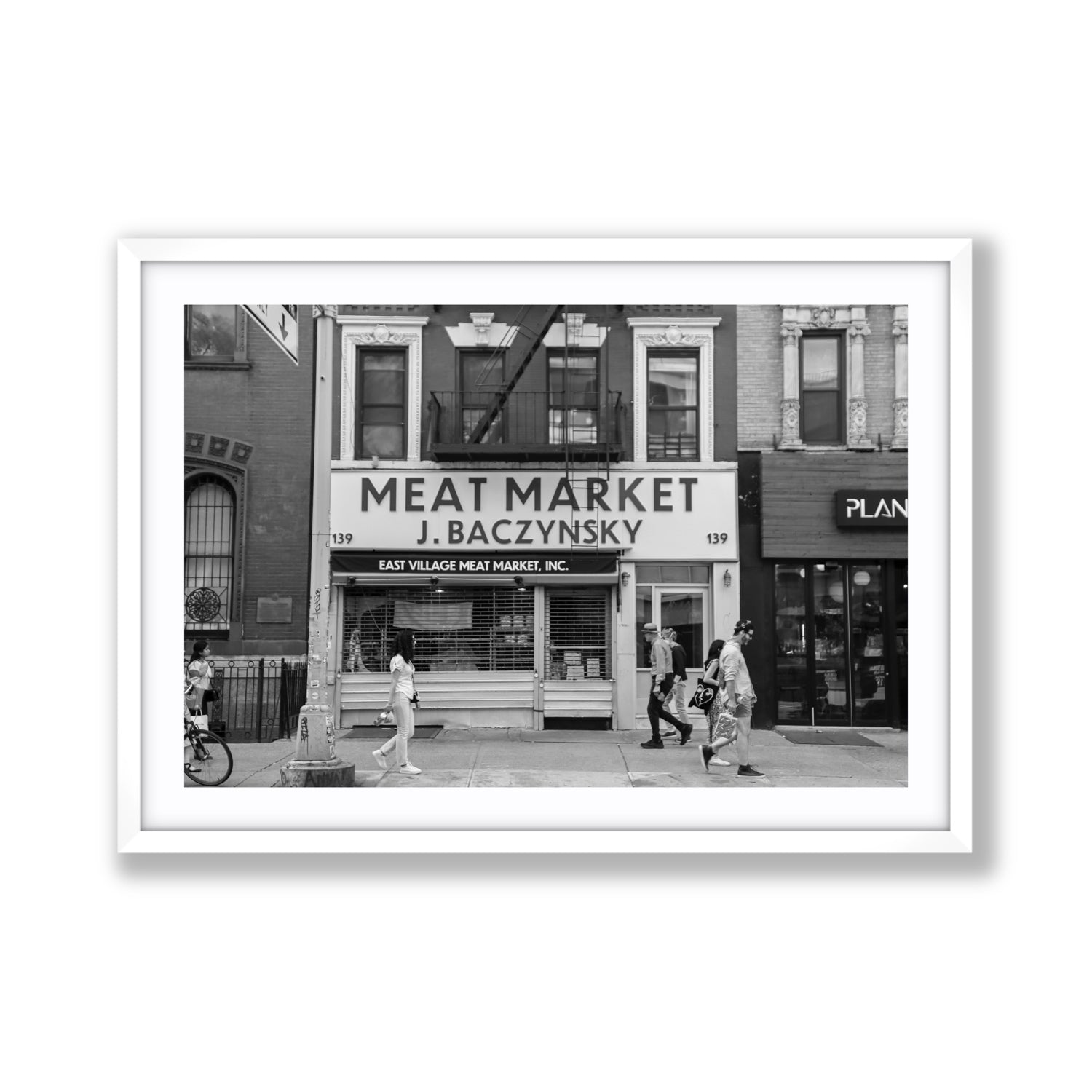 Meat District New York NYC Black & White wall art Giant fine art print in white frame with matboard