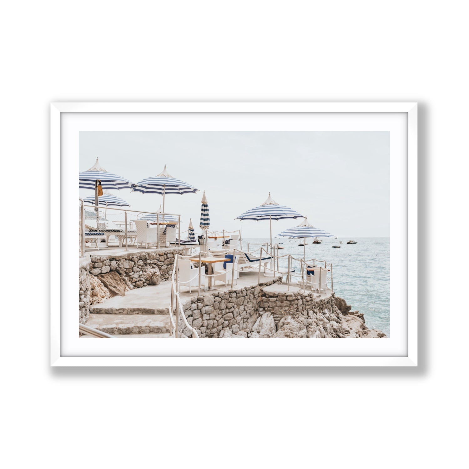 Ombrelloni fine art print, Positano, Italy, Giant, White Frame · Matboard, Fine Art Print