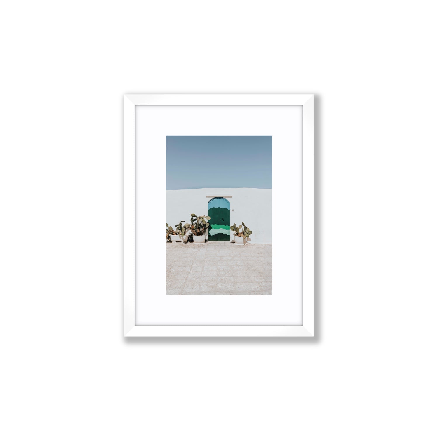 Imaginary Exit Puglia Mediterranean wall art Small fine art print in white frame with matboard