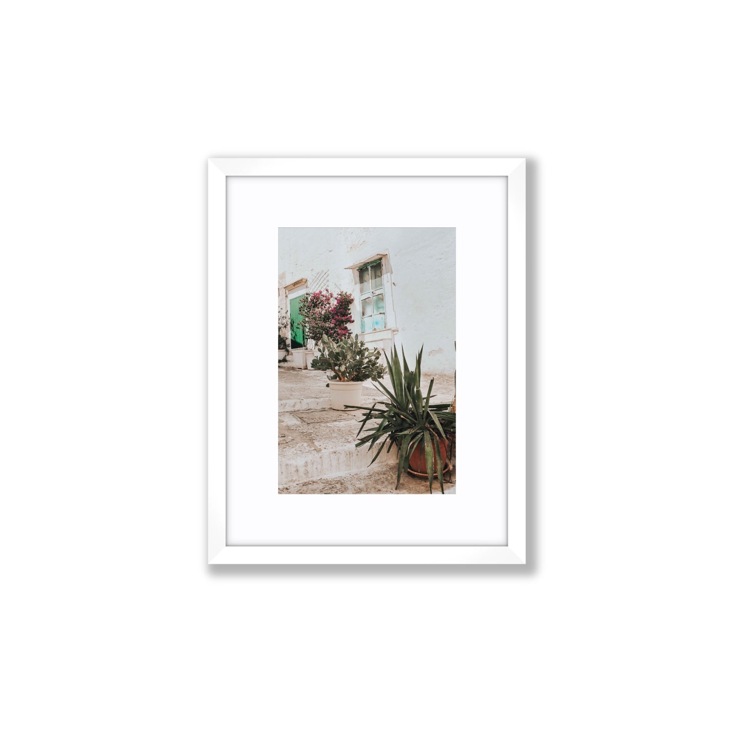 Giardino Segreto Puglia Ostuni wall art Small fine art print in white frame with matboard