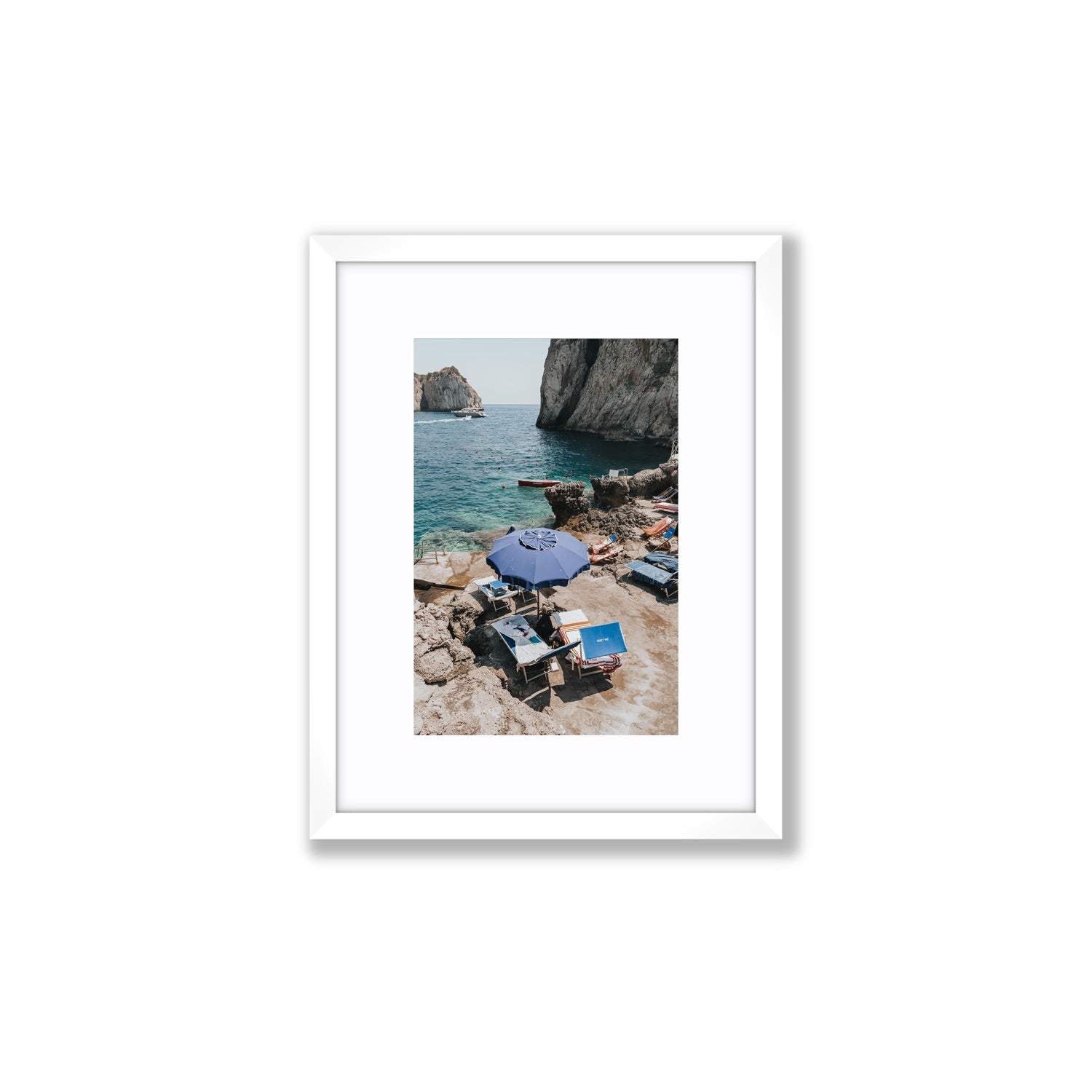 Lonely Loungers fine art print, Capri, Italy, Small, White Frame · Matboard, Fine Art Print