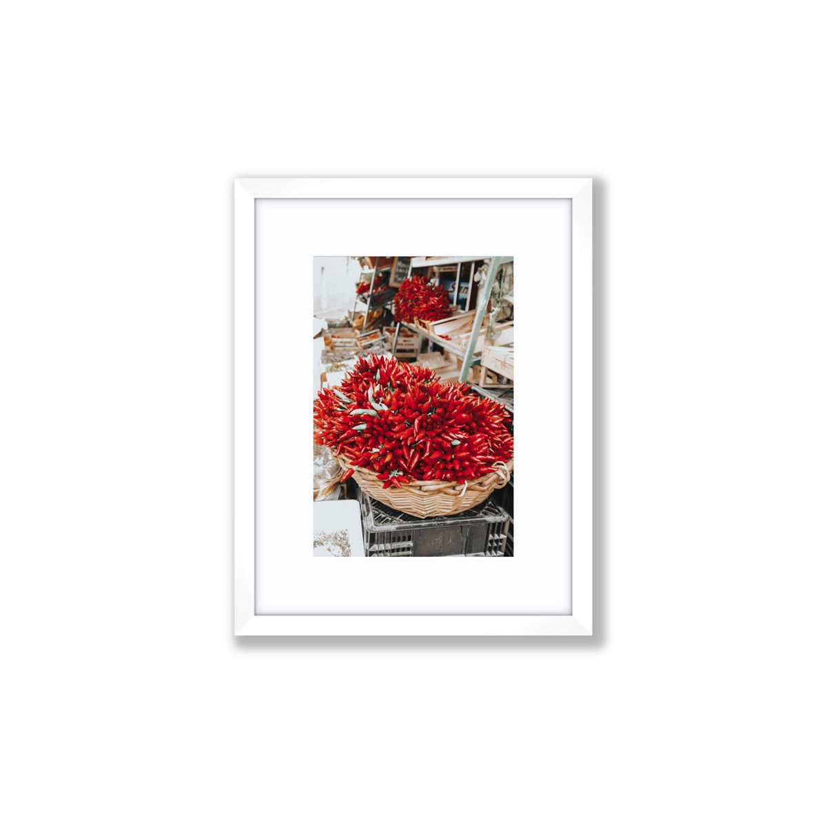 Spicy Bunch Puglia Italian wall art Small fine art print in white frame with matboard