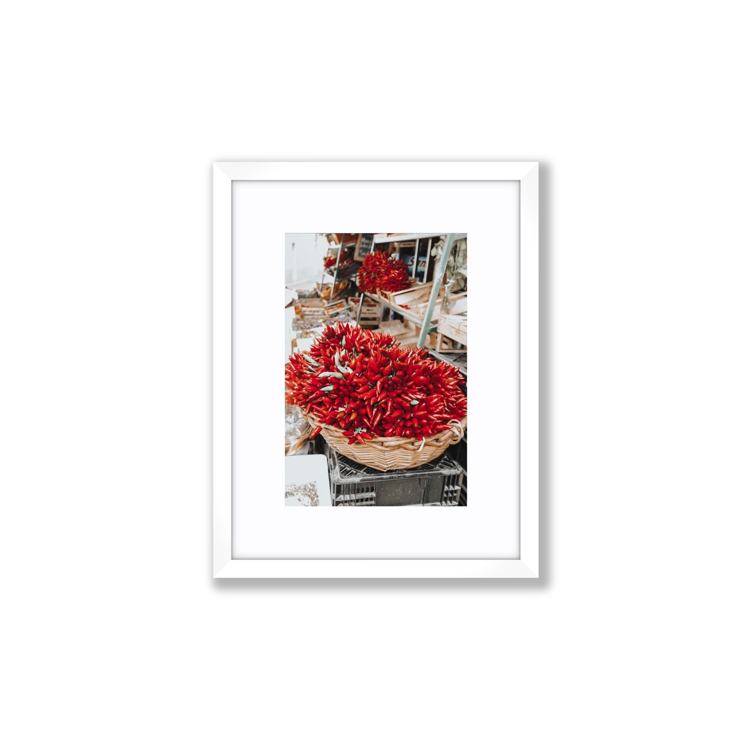 Spicy Bunch Puglia Italian wall art Small fine art print in white frame with matboard