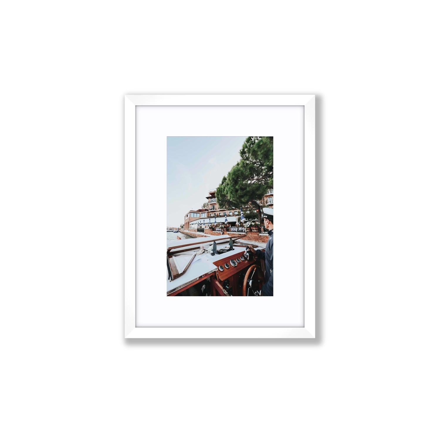 The Driver Venice Canal Italian wall art Small fine art print in white frame with matboard