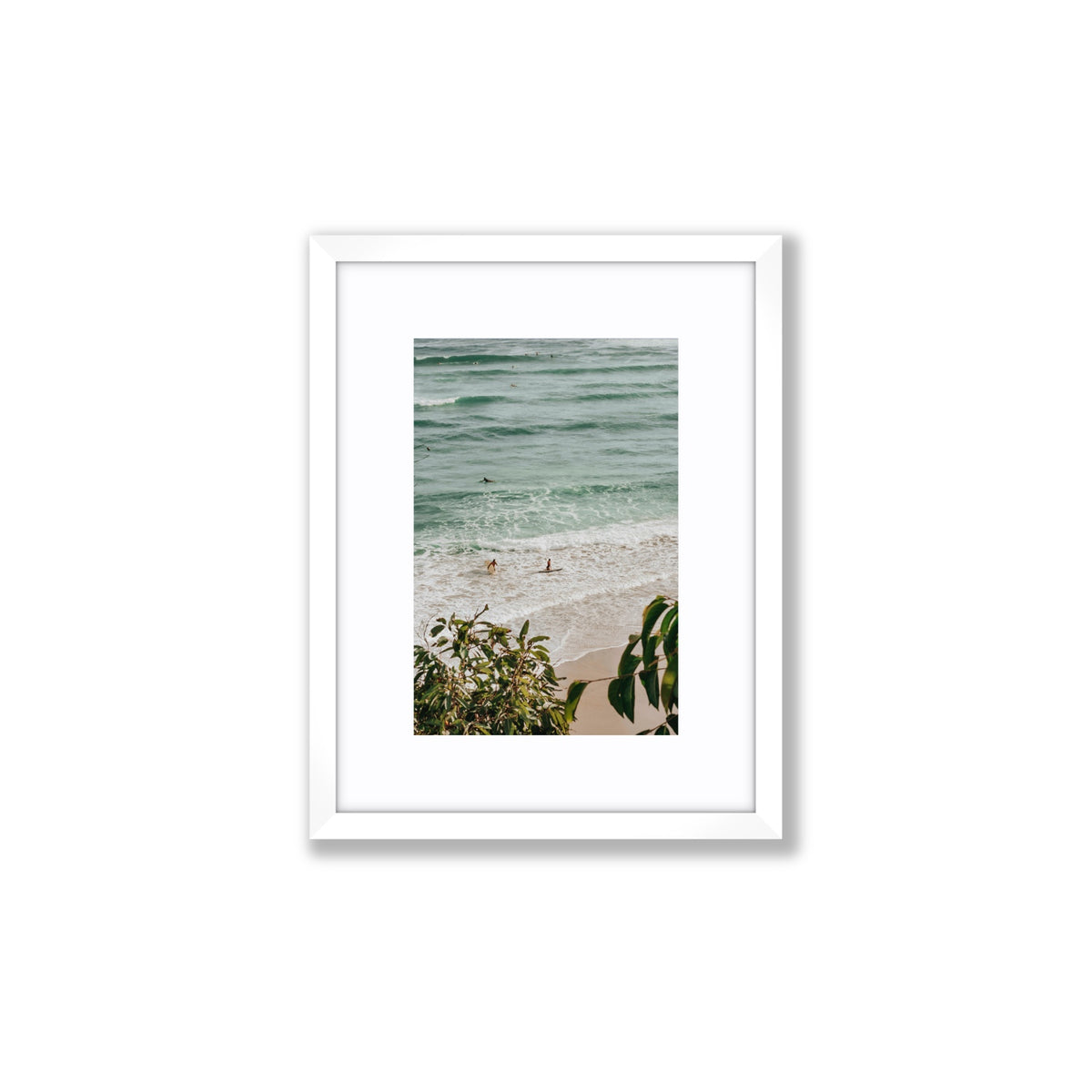 Private Paradise Byron Bay beach wall art Small fine art print in white frame with matboard