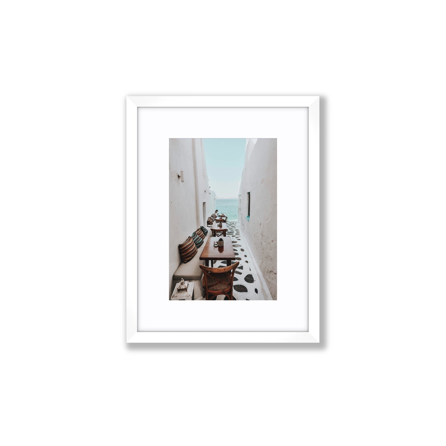 Trip Down Memory Lane fine art print, Mykonos, Greece, Small, White Frame · Matboard, Fine Art Print