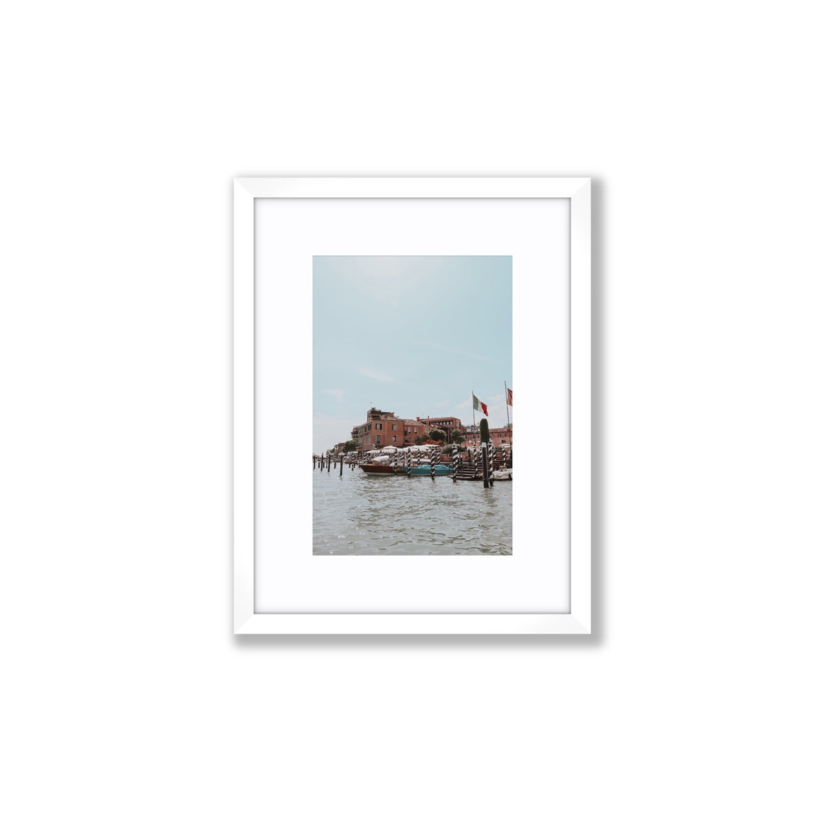 Giudecca Island Venice wall art Small fine art print in white frame with matboard