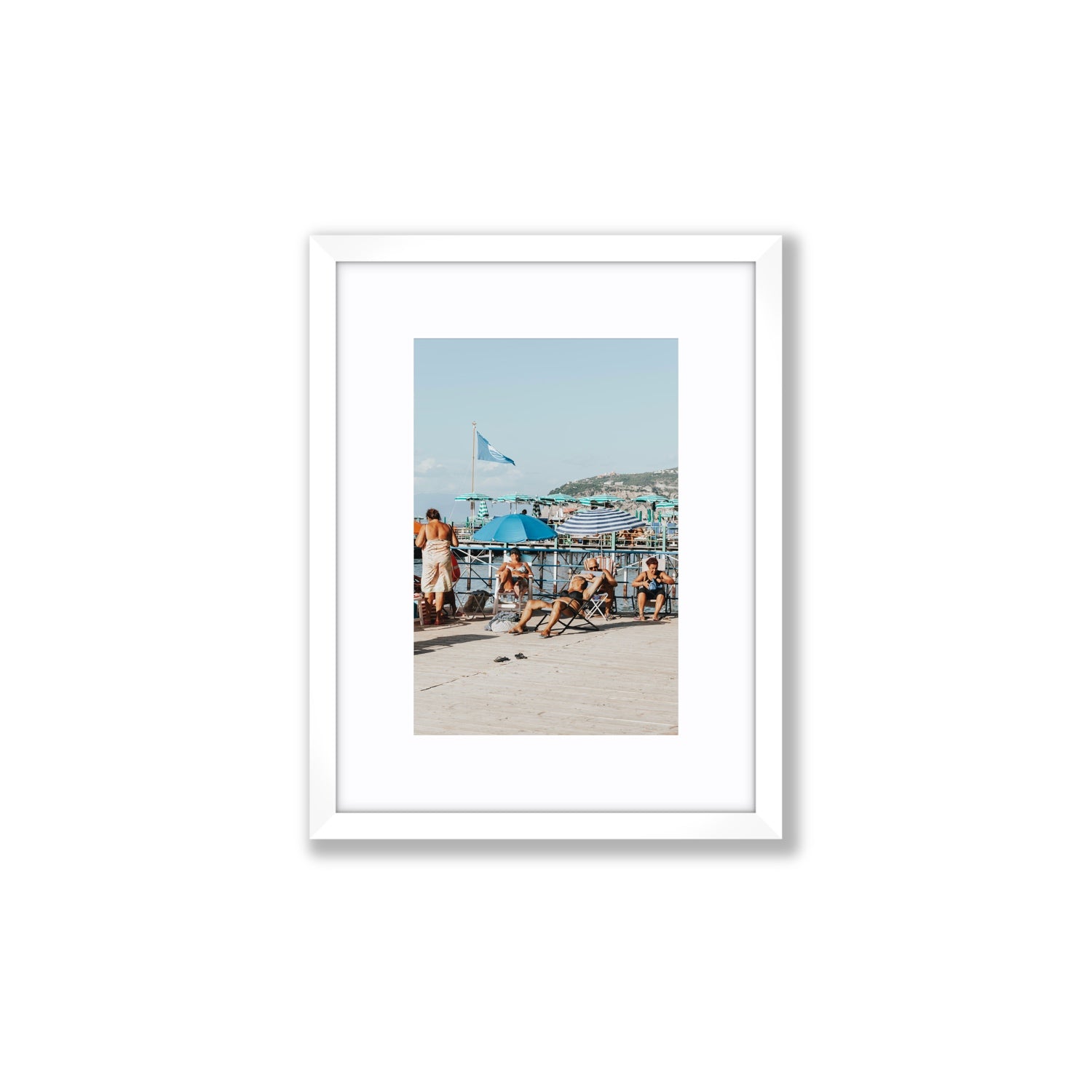 The Golden Years Sorrento Italian wall art Small fine art print in white frame with matboard
