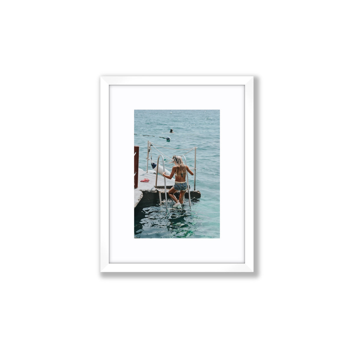 Little Mermaid Capri Mediterranean wall art Small fine art print in white frame with matboard