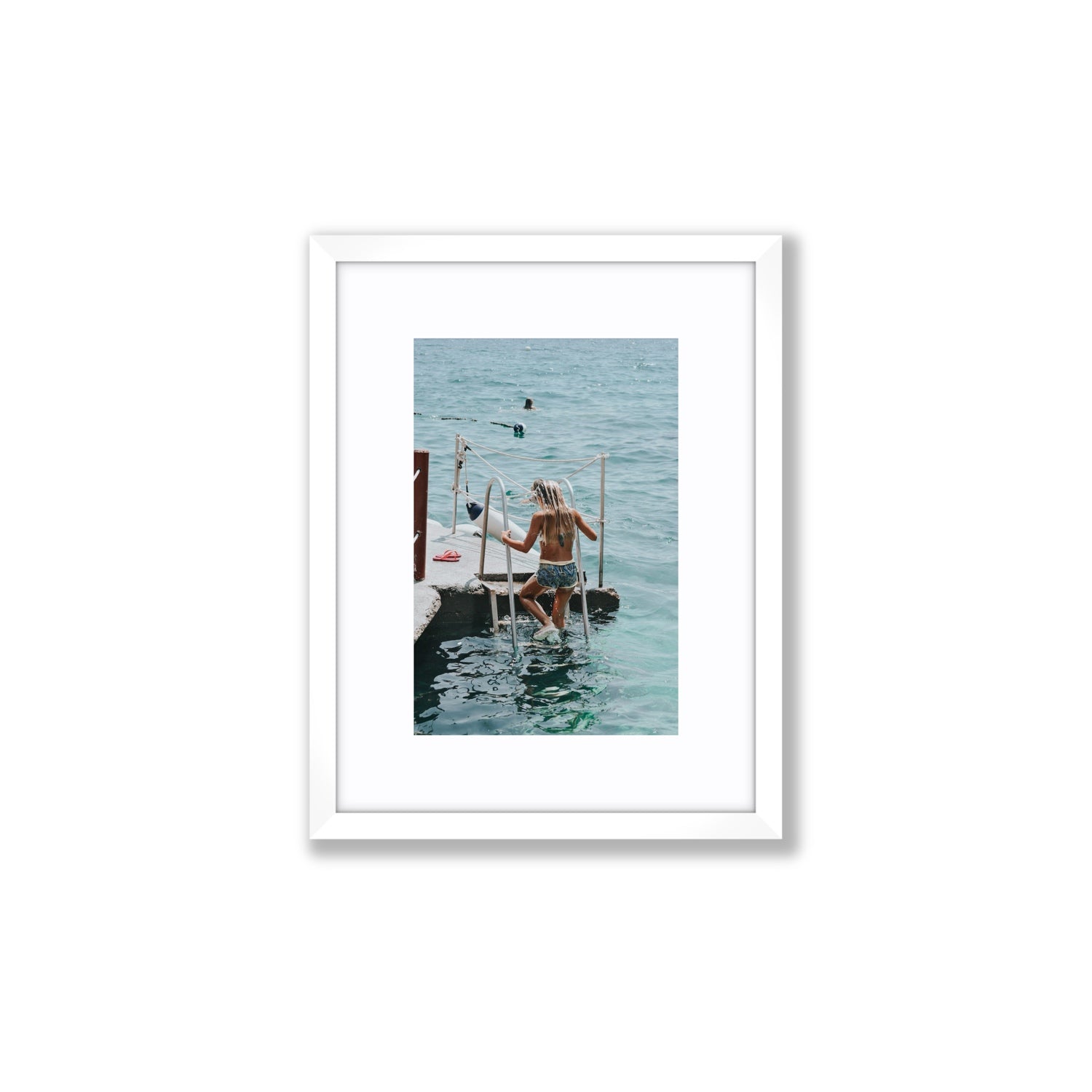 Little Mermaid Capri Mediterranean wall art Small fine art print in white frame with matboard