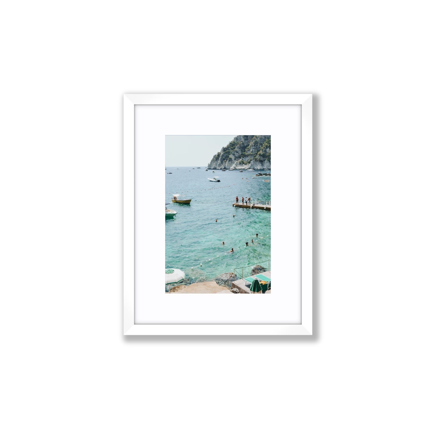 Delizia Pomeridiana Capri coastal wall art Small fine art print in white frame with matboard