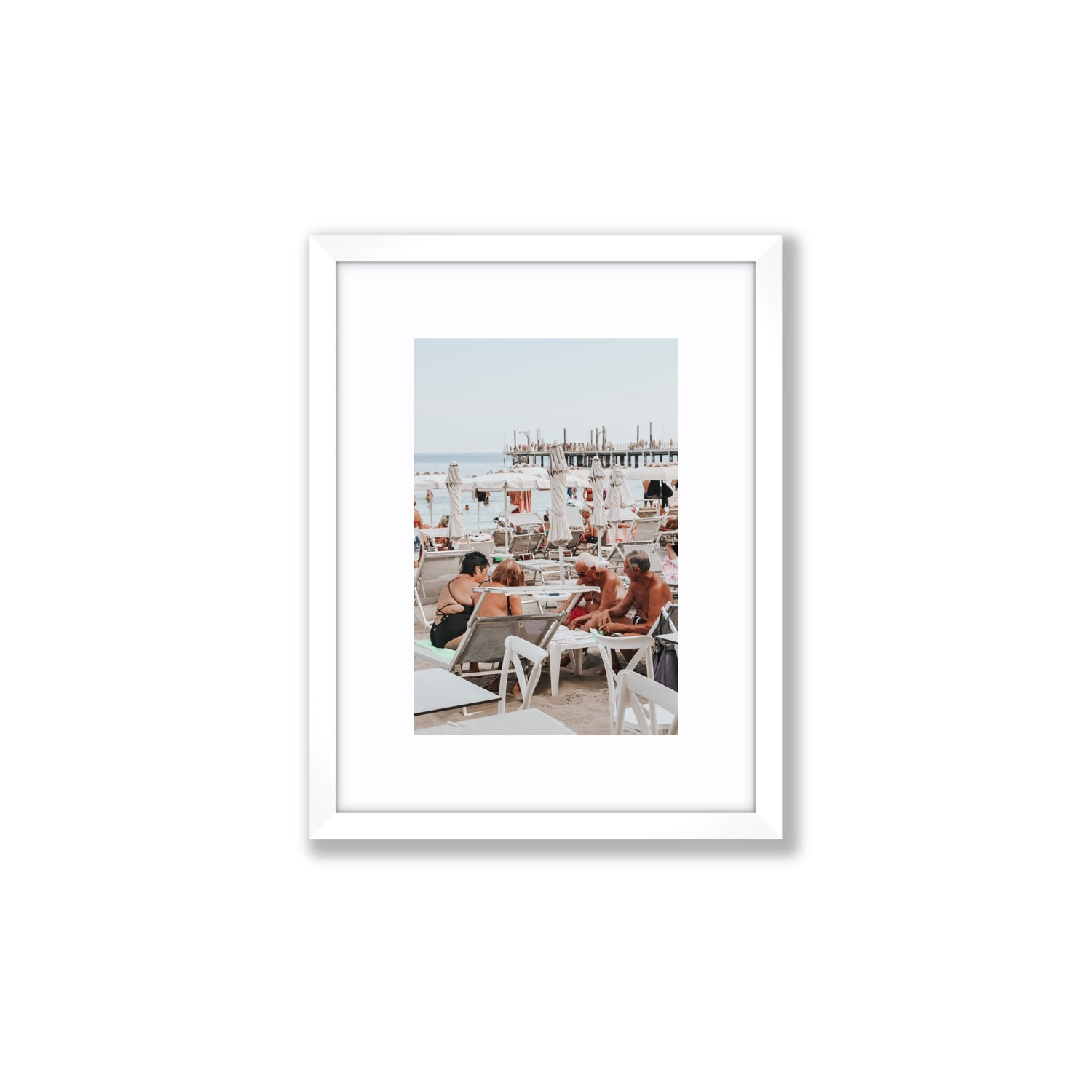 Salted Shuffle fine art print, Alassio, Italy, people and locals artwork, Small, White Frame · Matboard, Fine Art Print