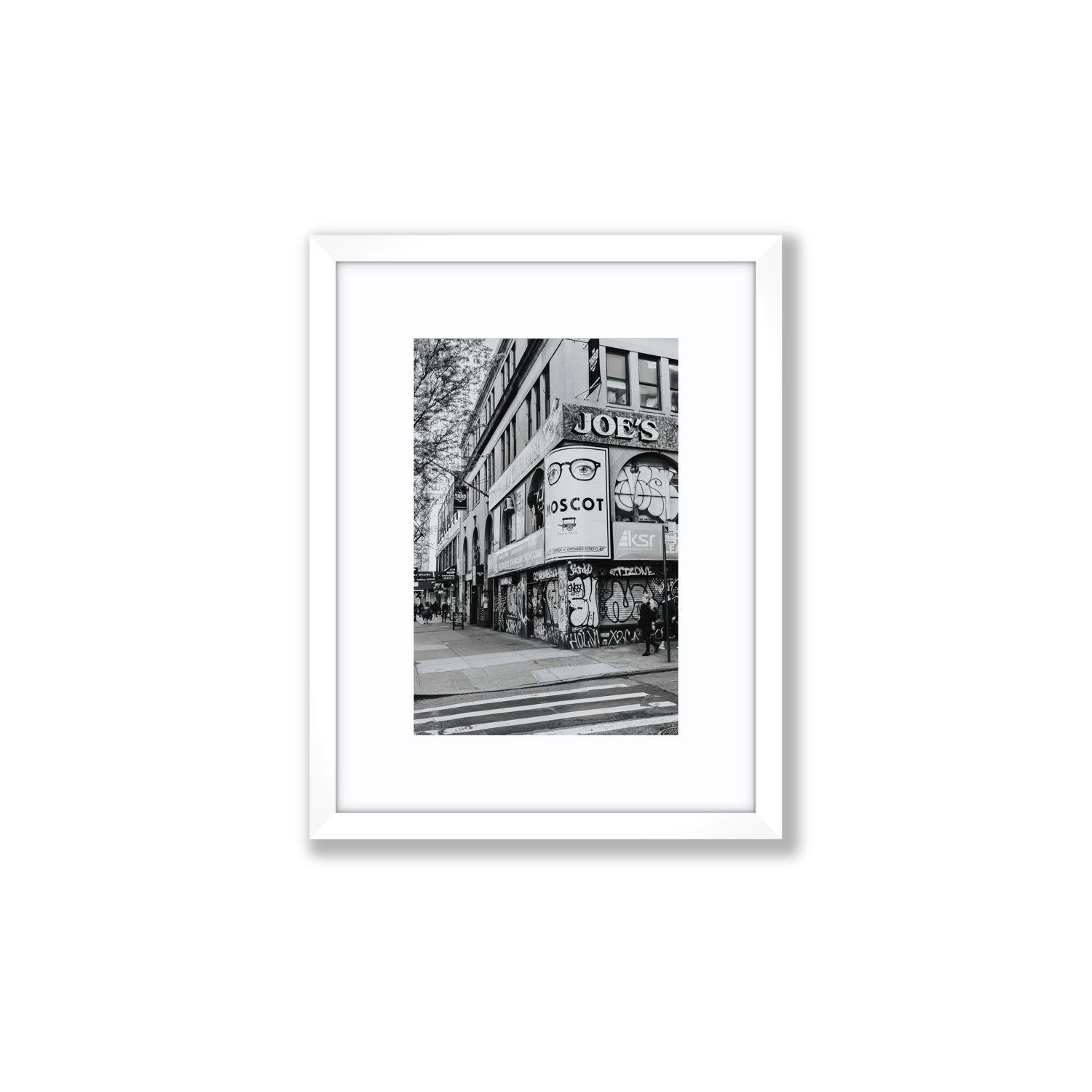 Lower East Side Murals New York NYC Black & White wall art Small fine art print in white frame with matboard
