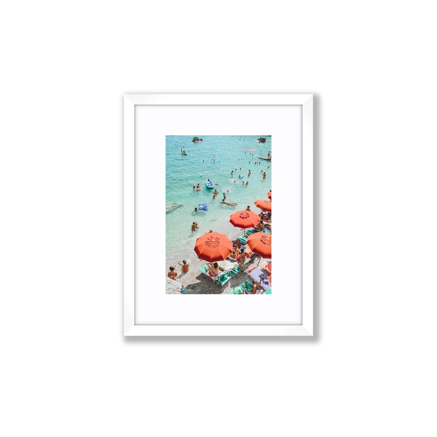 Easy Street Capri Italian beach wall art Small fine art print in white frame with matboard