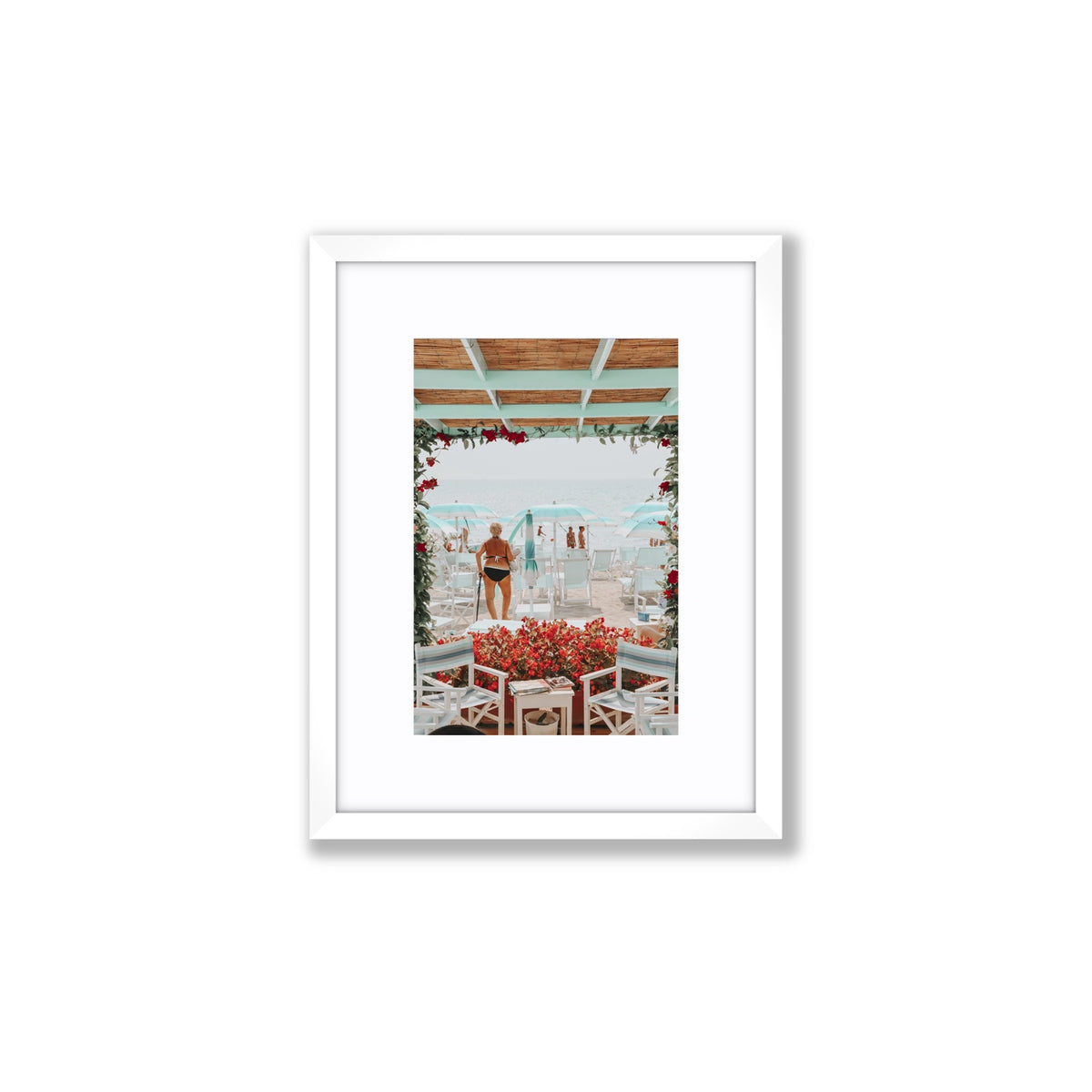 Nonna's Italian Escape Alassio Italian wall art Small fine art print in white frame with matboard