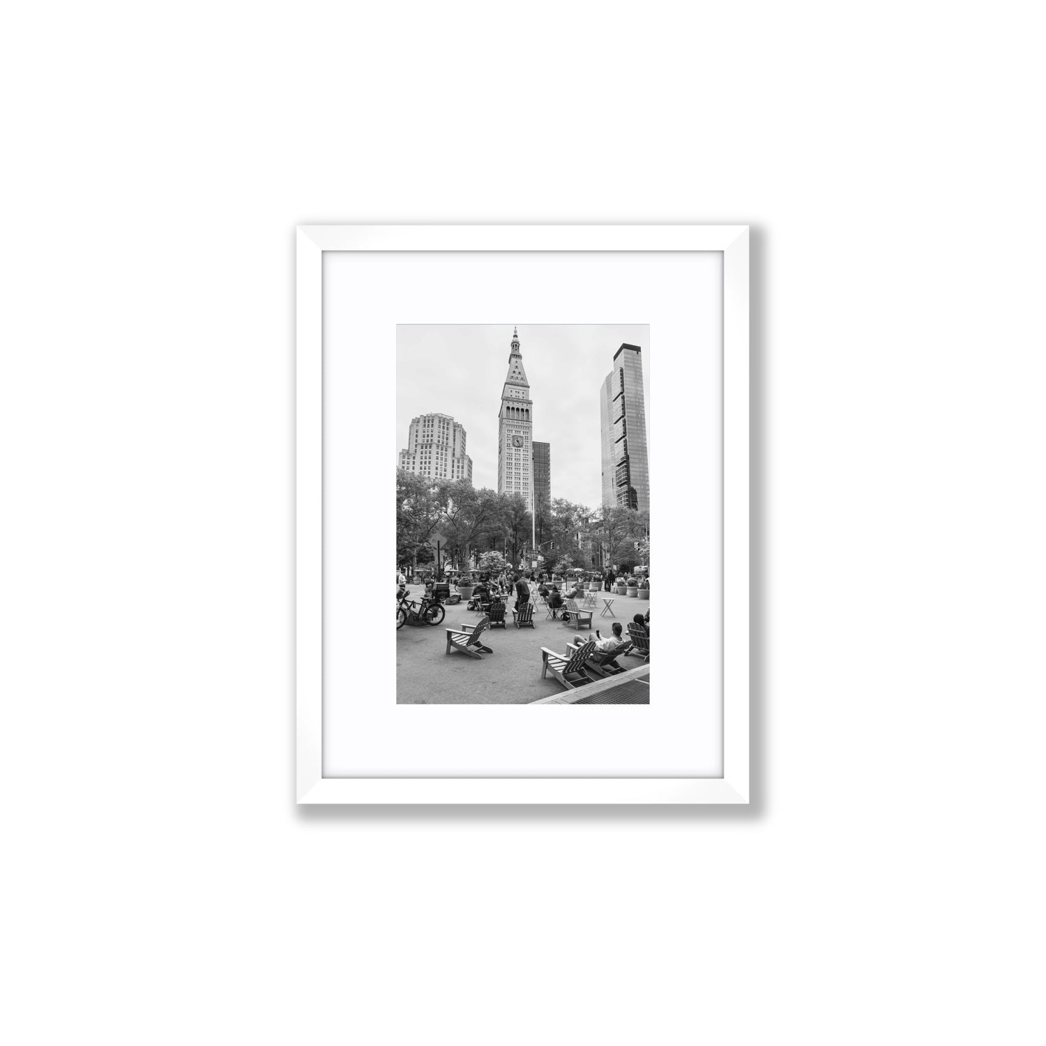 Timeless New York New York NYC Black & White wall art Small fine art print in white frame with matboard