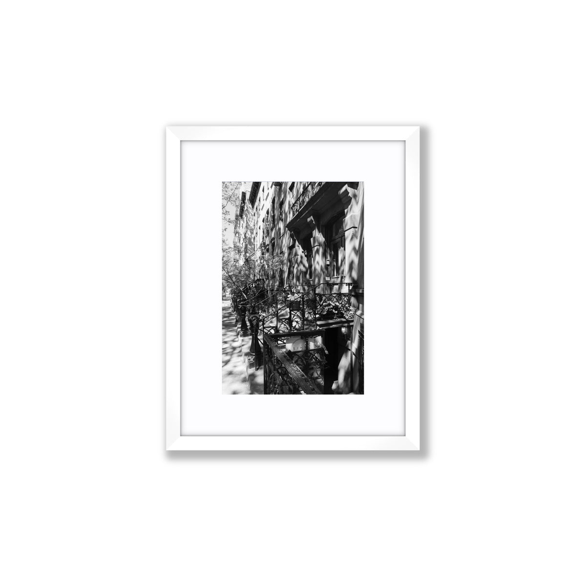Shadow Dance New York NYC Black & White wall art Small fine art print in white frame with matboard
