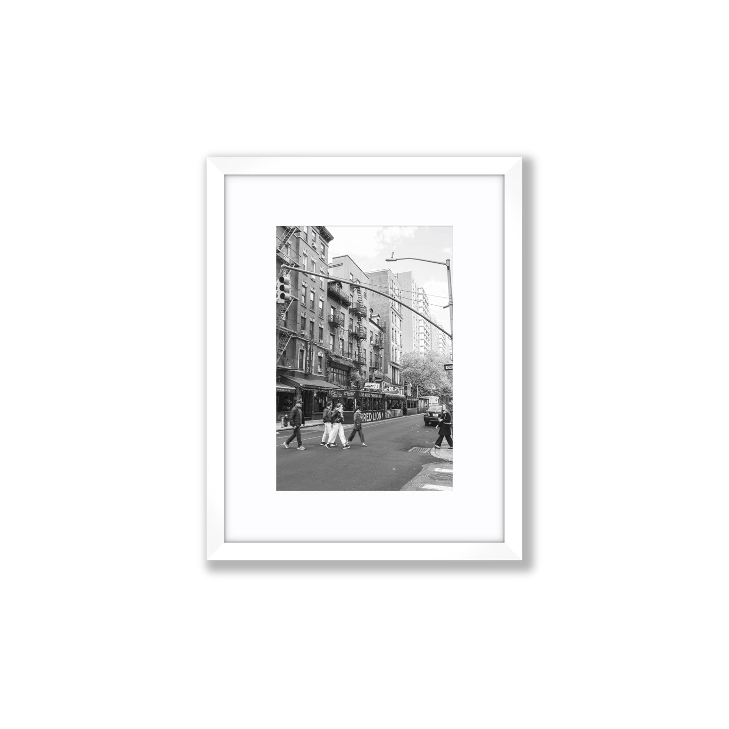 Spectral Streets New York NYC Black & White wall art Small fine art print in white frame with matboard