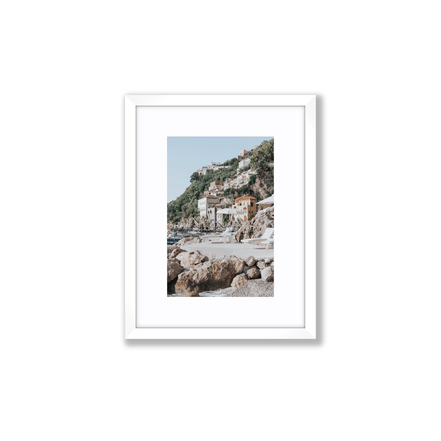 Dolce Coast Amalfi travel photography wall art small fine art print in white frame with matboard
