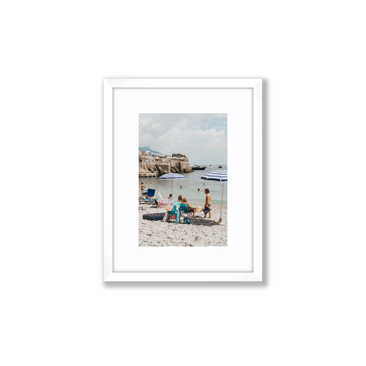 Couple Goals Nerano Amalfi Coast coastal wall art Small fine art print in white frame with matboard