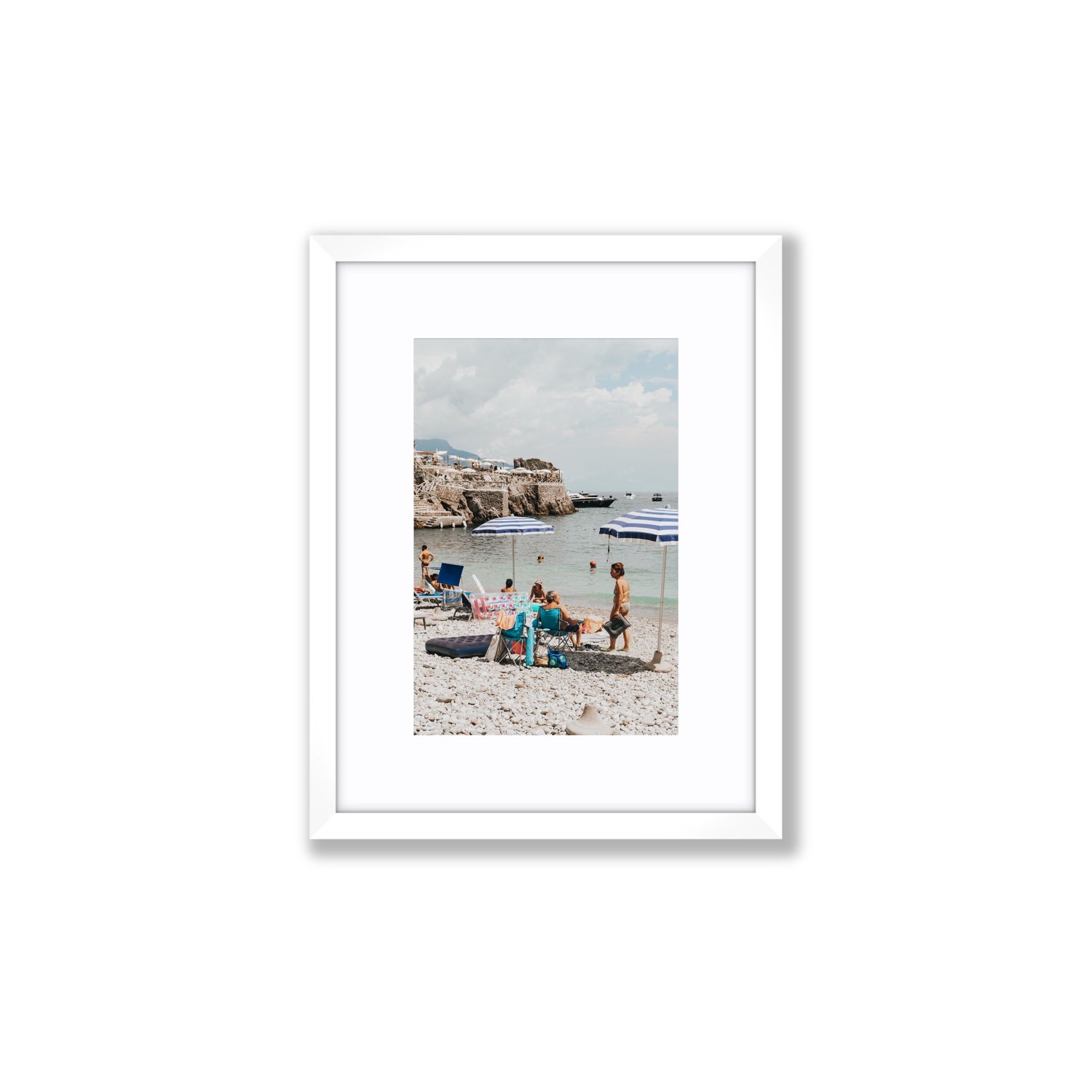Couple Goals Nerano Amalfi Coast coastal wall art Small fine art print in white frame with matboard