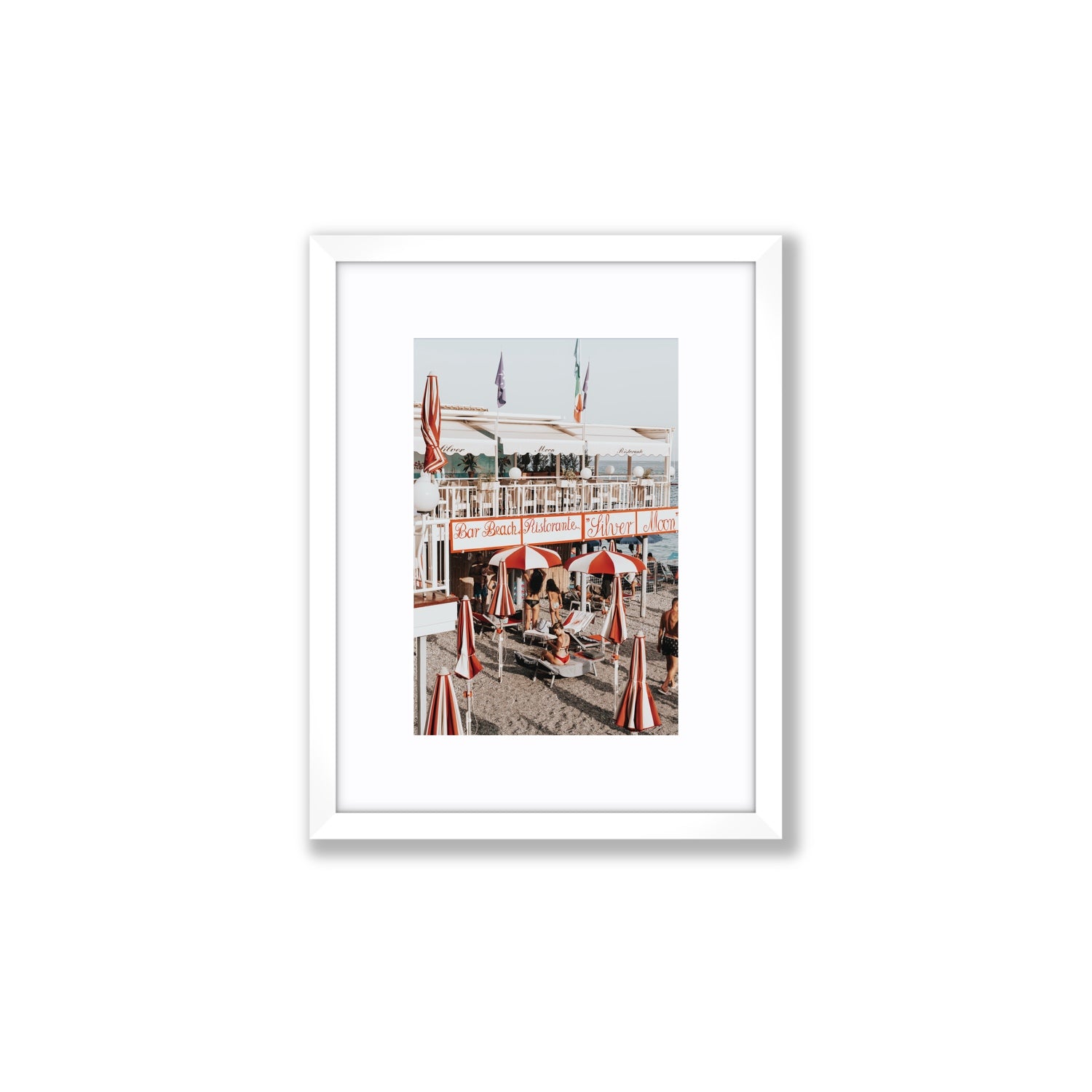 Vintage Amalfi Amalfi Mediterranean wall art Small fine art print in white frame with matboard