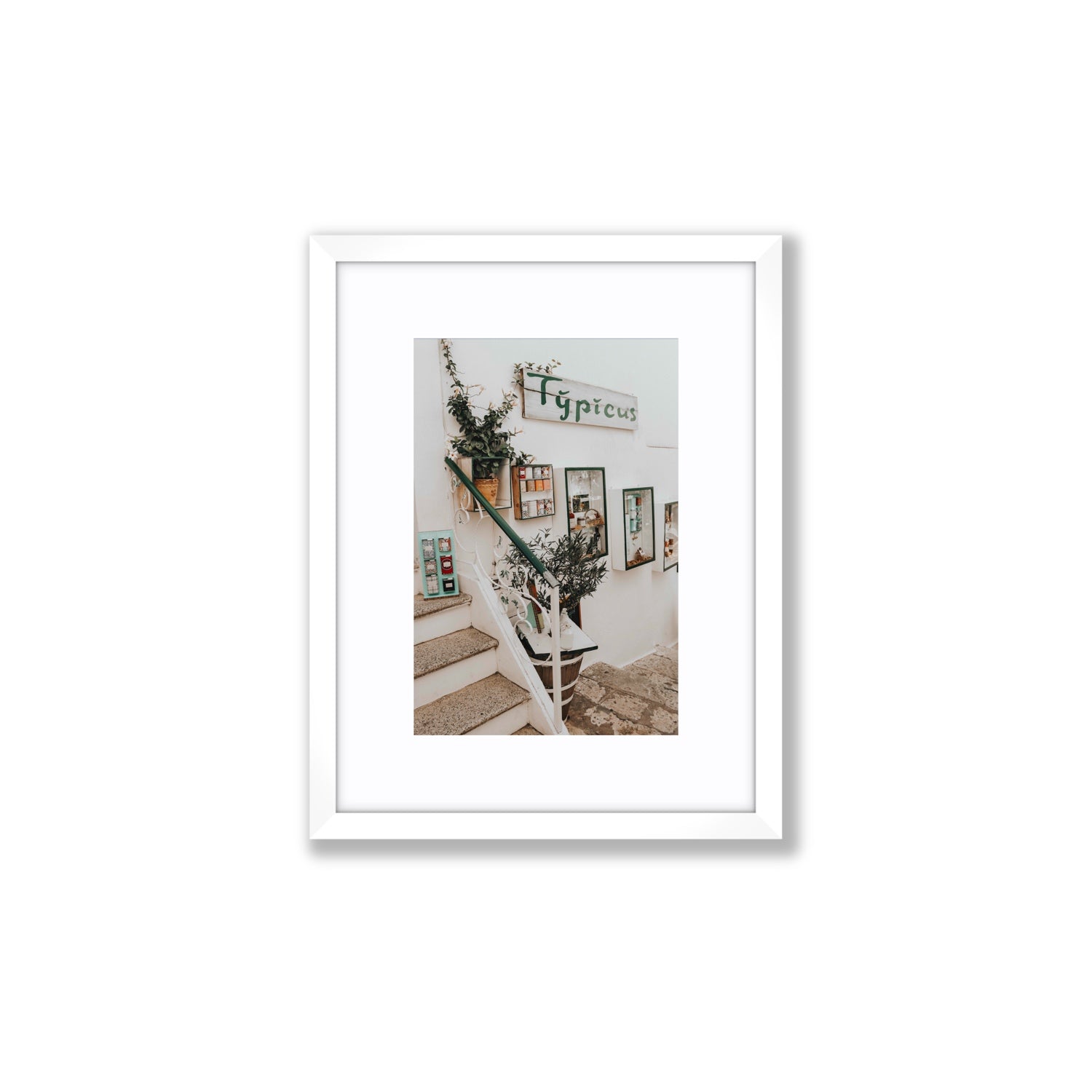Il Negozio Puglia Ostuni wall art Small fine art print in white frame with matboard