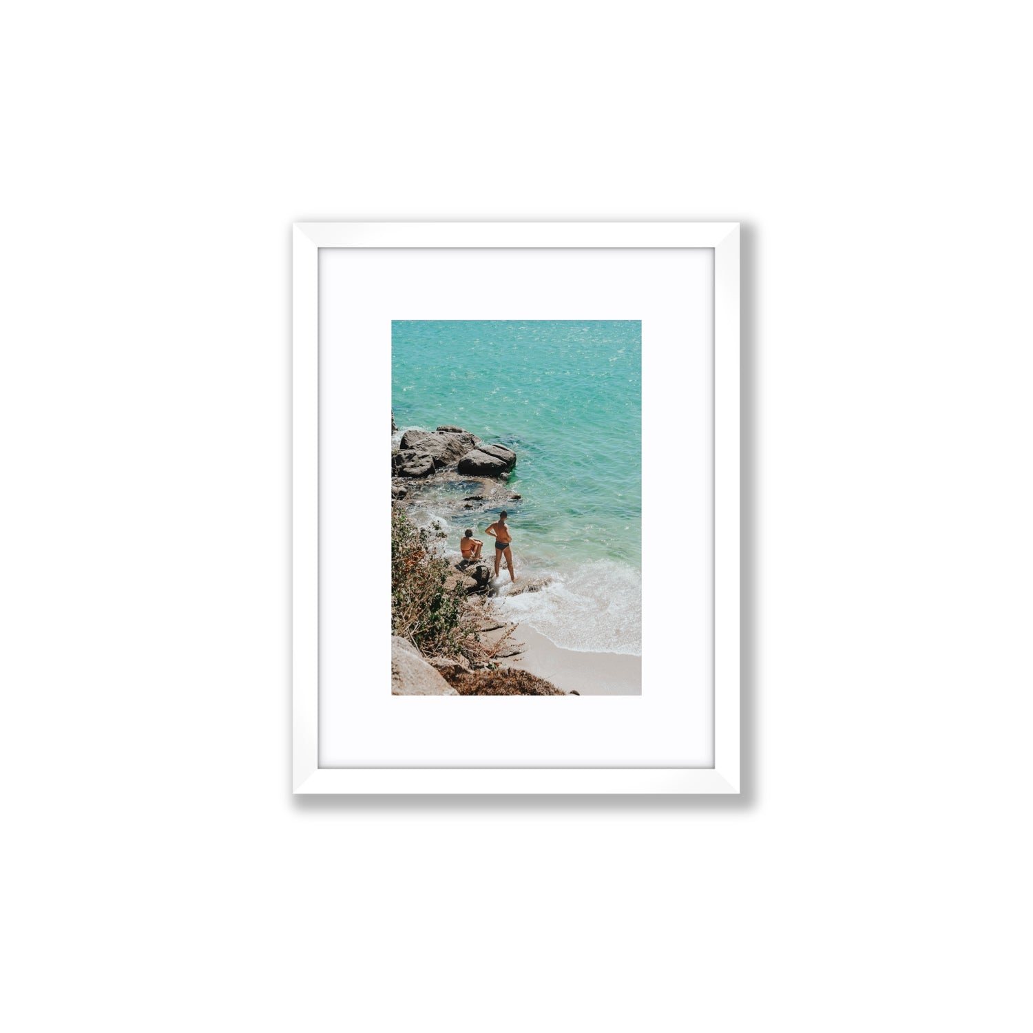 Scene Stealers Mykonos Greek island wall art Small fine art print in white frame with matboard