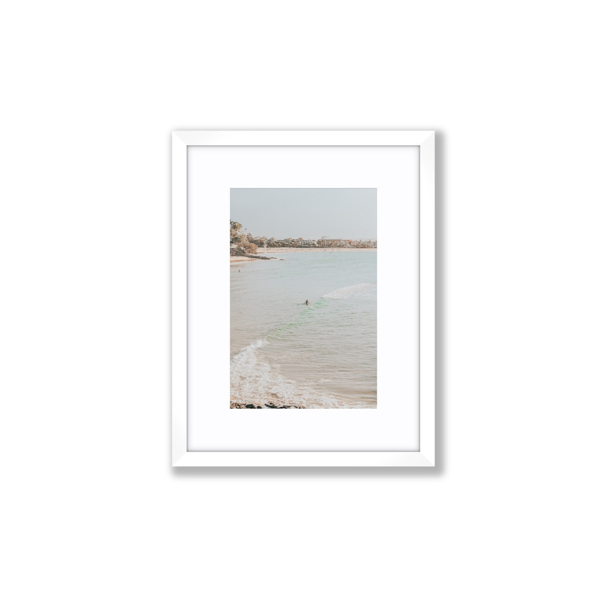 Salt Reverie fine art print, Noosa, Australia, coastal scenes artwork, Small, White Frame · Matboard, Fine Art Print