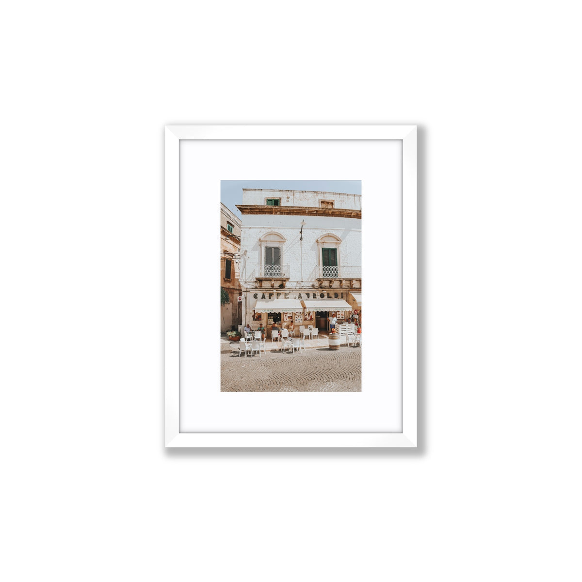 L'Ora di Pranzo Puglia L’Ora di Pranzo Italian art print Small fine art print in white frame with matboard