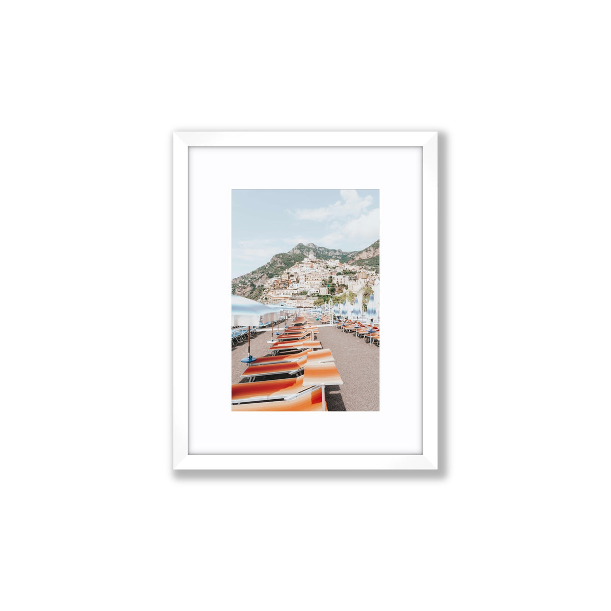 A Symphony of Colours Positano wall art Small fine art print in white frame with matboard