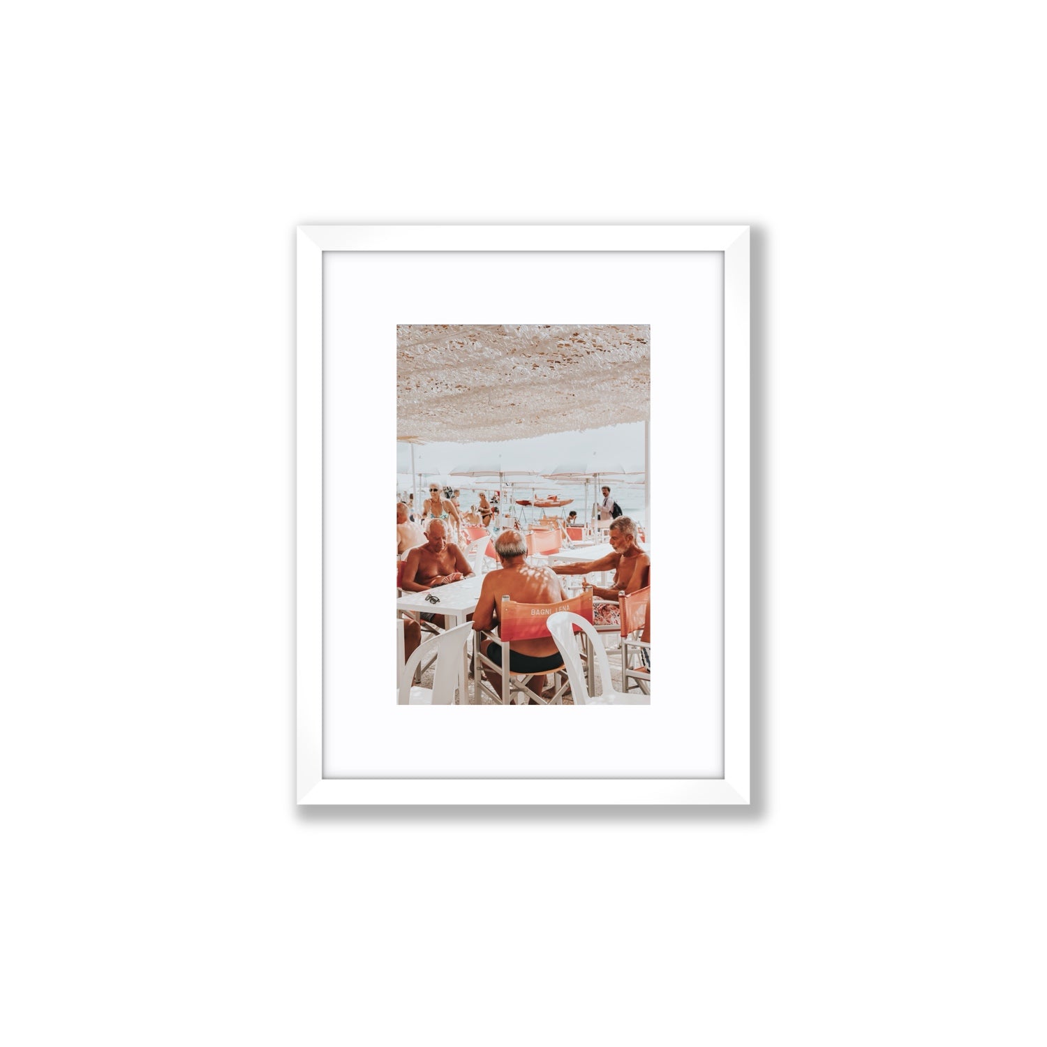 The Players fine art print, Alassio, Italy, Small, White Frame · Matboard, Fine Art Print
