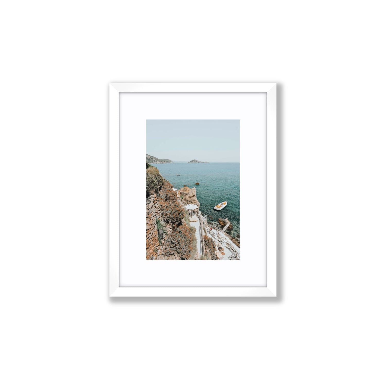 Front Row Seat Tuscany coastal wall art Small fine art print in white frame with matboard