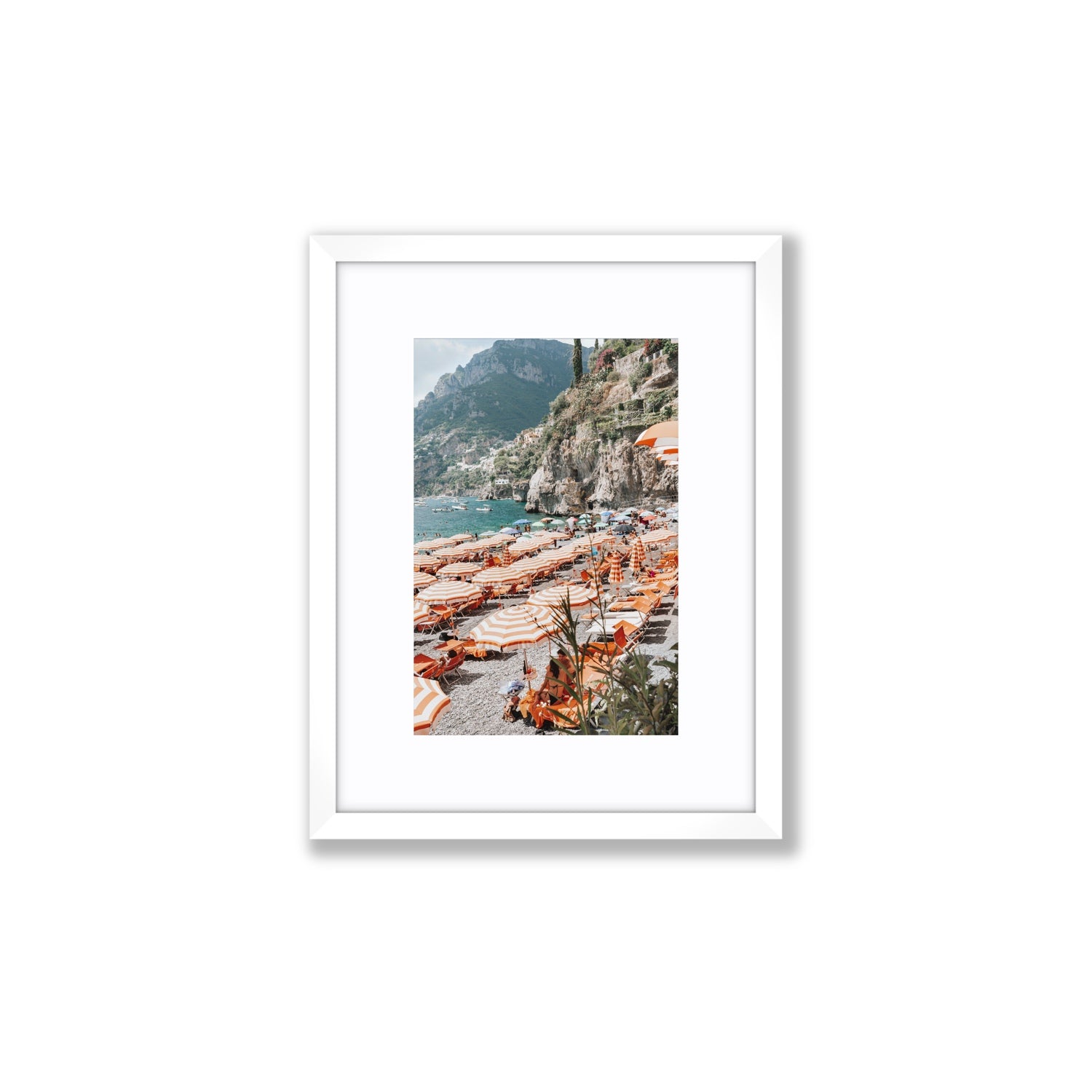 Bagni d'Arienzo Positano decor wall art Small fine art print in white frame with matboard