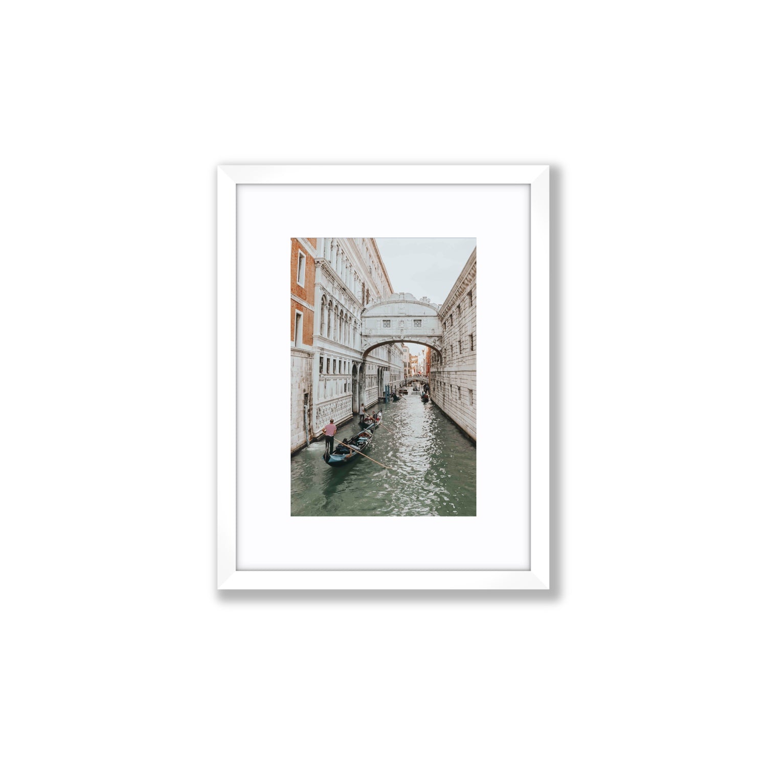 Bridge of Sighs Venice Gondola Italian wall art Small fine art print in white frame with matboard