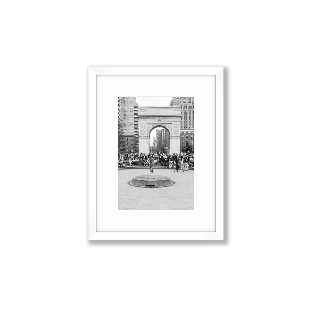 Concrete Conqueror New York NYC Skateboard wall art Small fine art print in white frame with matboard