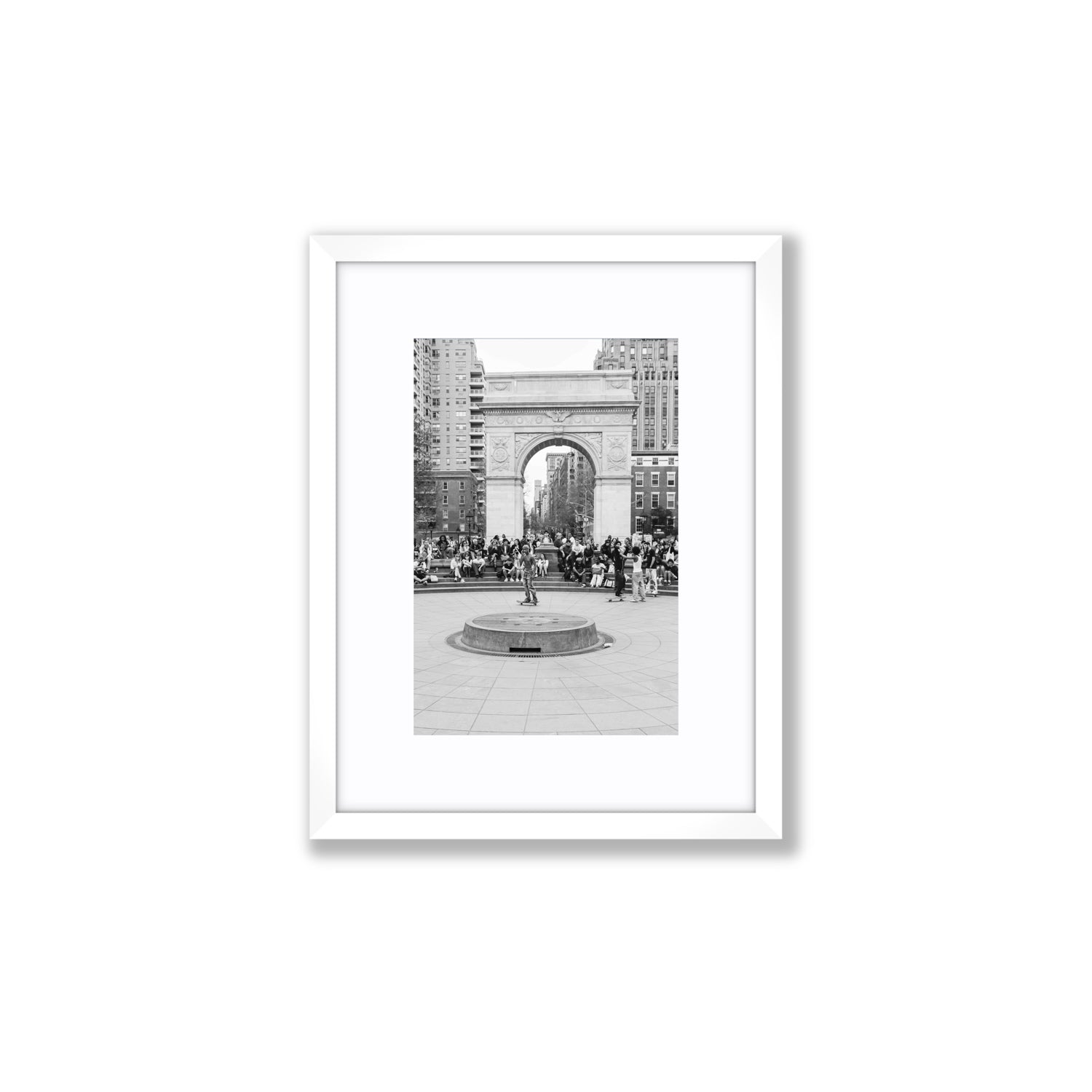 Concrete Conqueror New York NYC Skateboard wall art Small fine art print in white frame with matboard