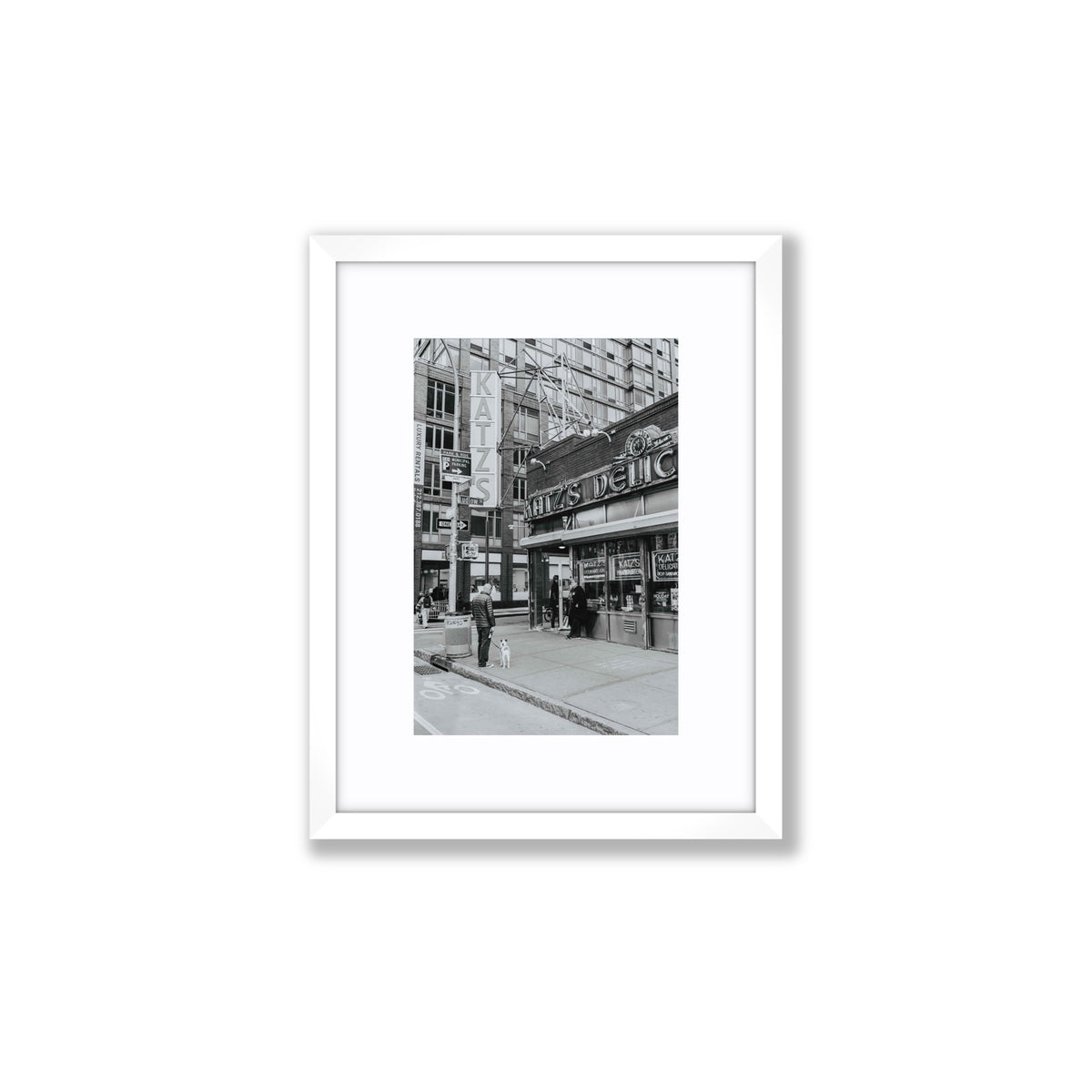 Graphite Gotham New York NYC Black & White wall art Small fine art print in white frame with matboard