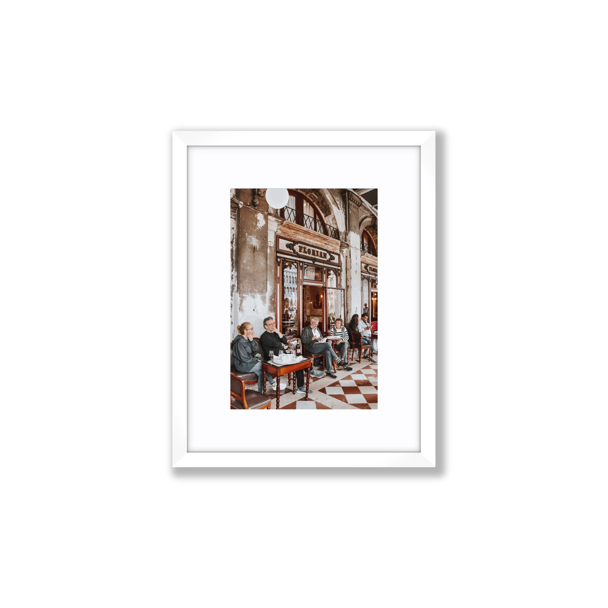 Tea Room Venice Italian wall art Small fine art print in white frame with matboard
